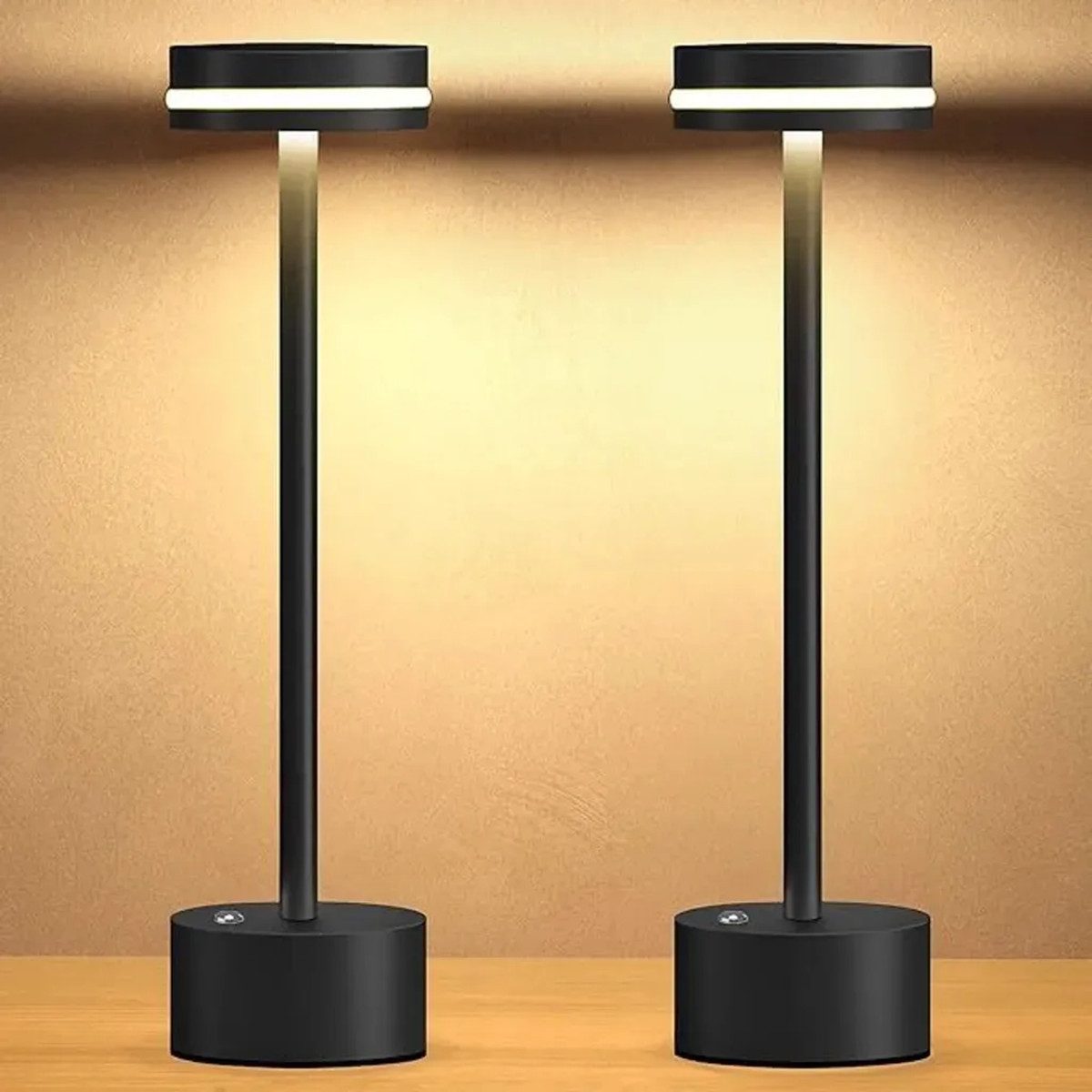 Nachttischlampe 2× Kabellose dimmbare LED-Tischlampen, wiederaufladbar für innen