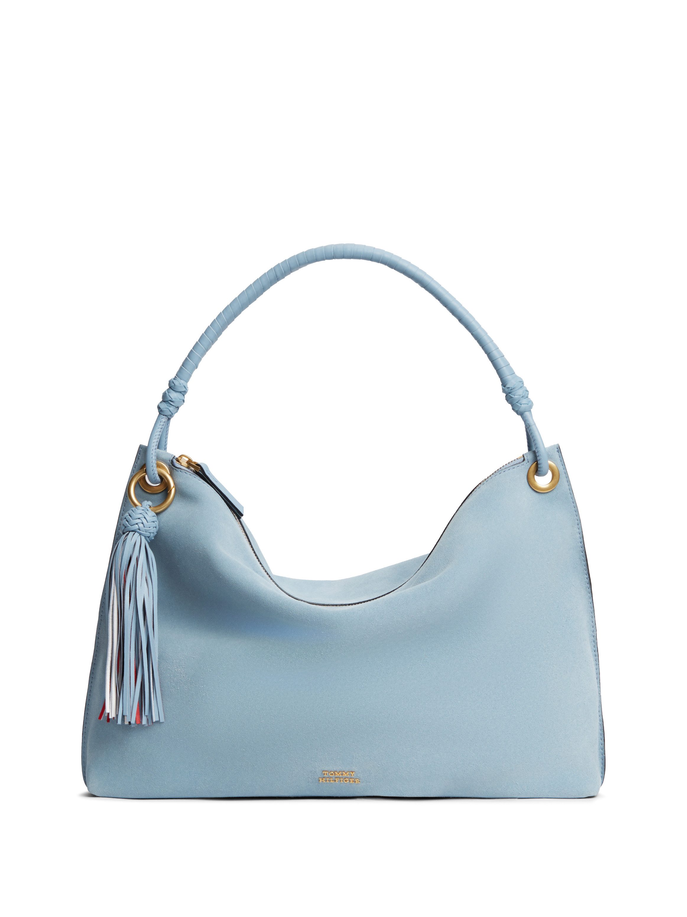 Tommy Hilfiger Schultertasche TH STATEMENT LEATHER BAG SUEDE, Damen Tragetasche, Handtasche mit modischen Quasten