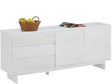 loft24 Sideboard Marcy, Anrichte aus Kiefer mit fühlbarer Holzstrukt, Breite 165 cm