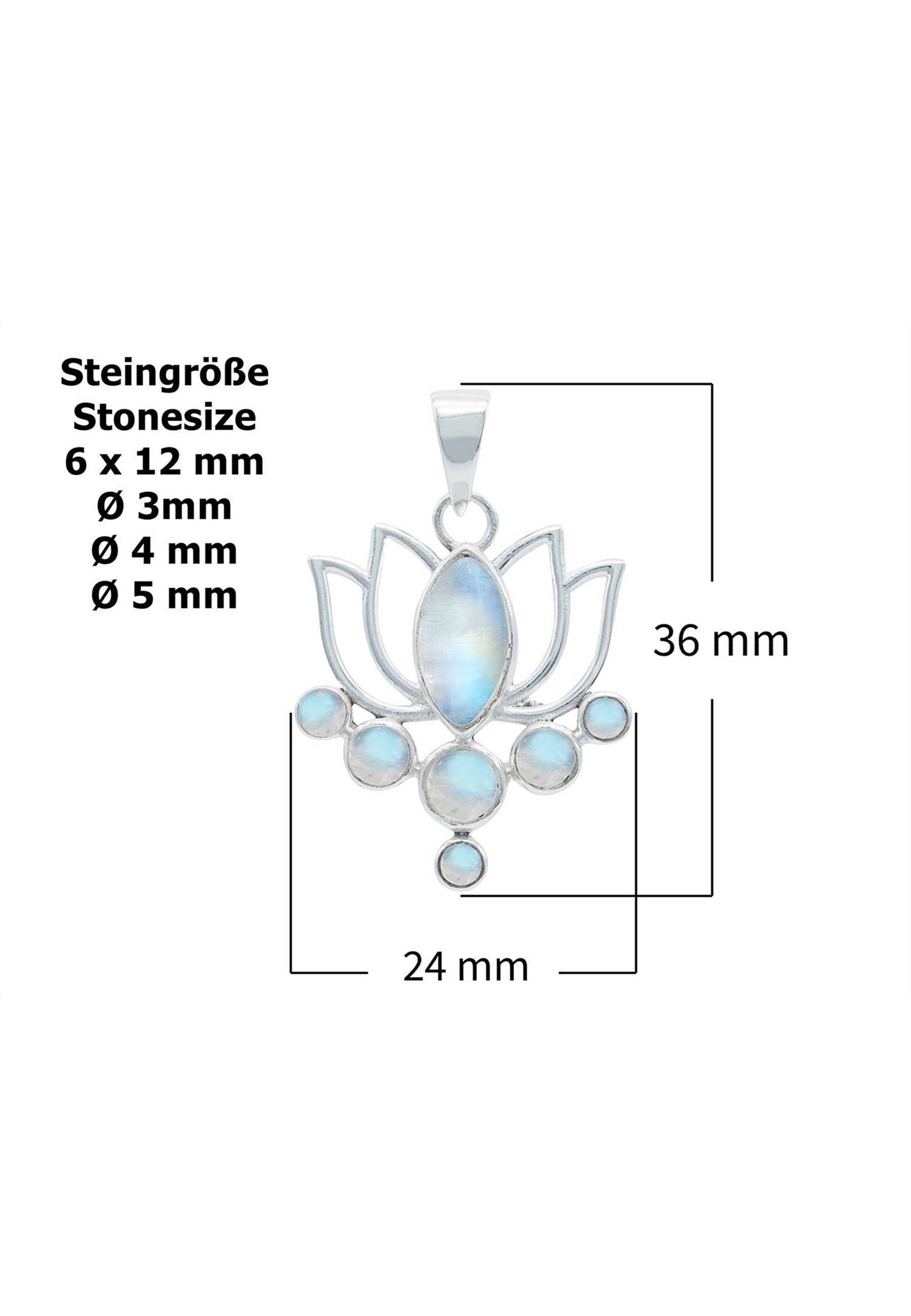 SilbermitMondstein mantraroma Kette Anhänger mit 925er