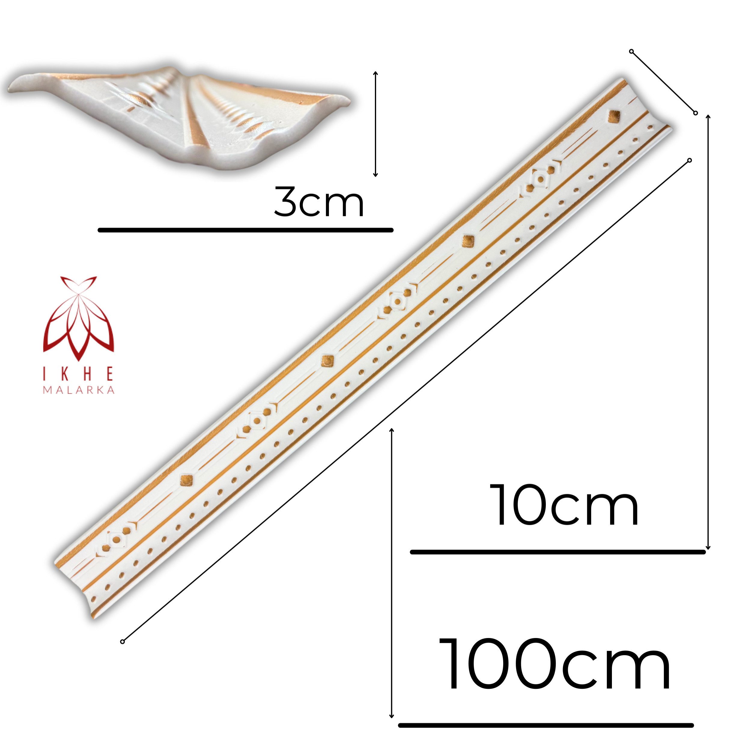 IKHEMalarka Deckenleiste Stuckleisten aus XPS Polystyrol – weiße Zierleisten 1 Meter, Kleben Montagekleber (z. B. Pattex DK Flex 1000), 1 Stück = 1 Meter Länge, – Bild 4 von 5