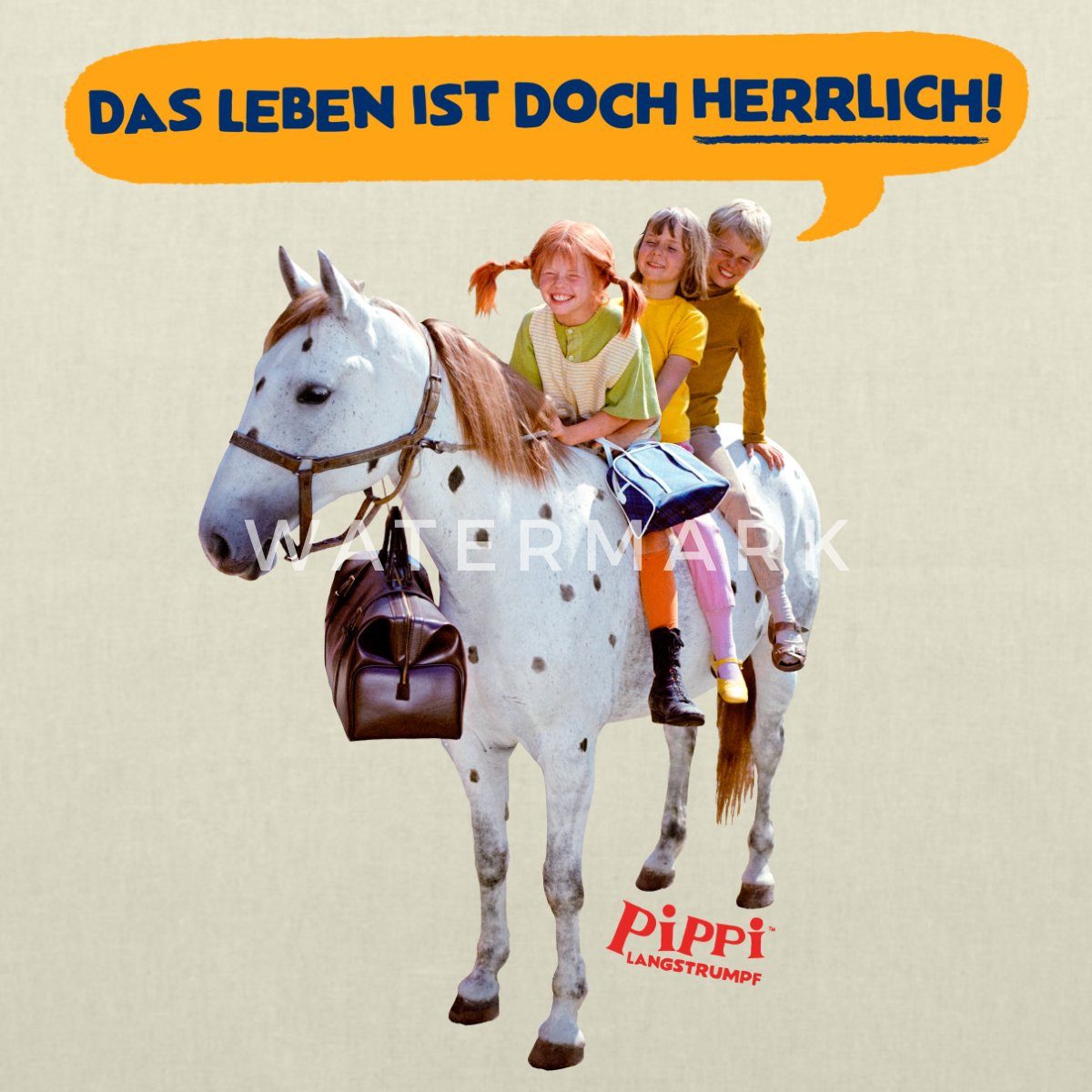 Spreadshirt Henkeltasche Pippi Langstrumpf Pippi Mit Tommy Und Annika Stoffbeutel (1-tlg)