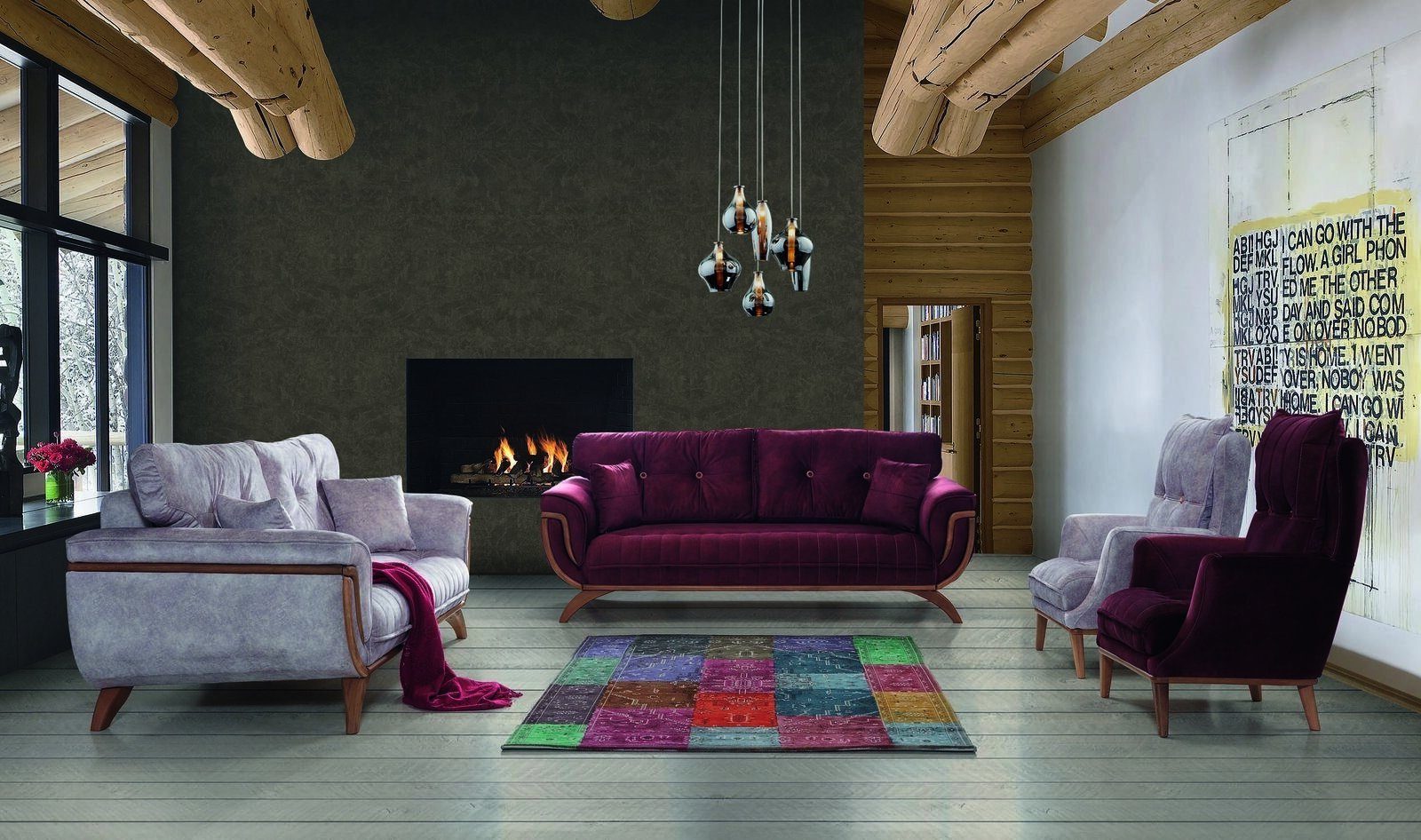 Möbel, JVmoebel Sofa Textil Wohnzimmer grau Teile Modern Polster 331 Sofagarnitur 3 Design