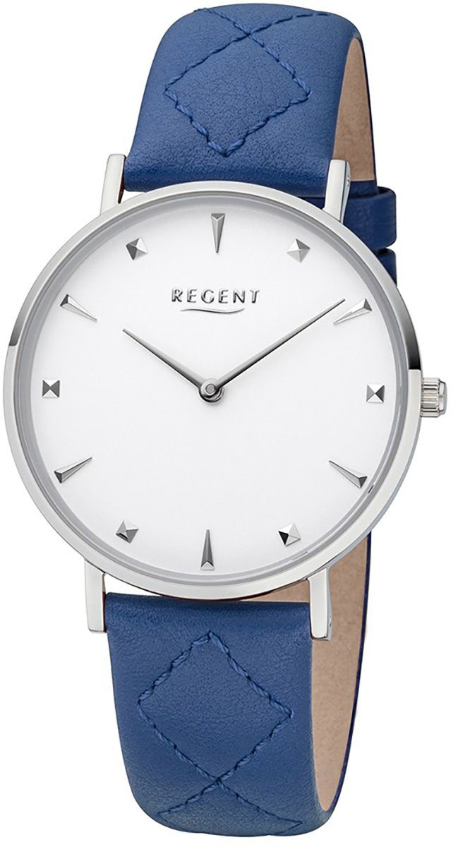 Regent Quarzuhr Regent Damen Quarz Uhr BA-573 Leder, Damen Armbanduhr rund,  mittel (ca. 36mm), Lederarmband