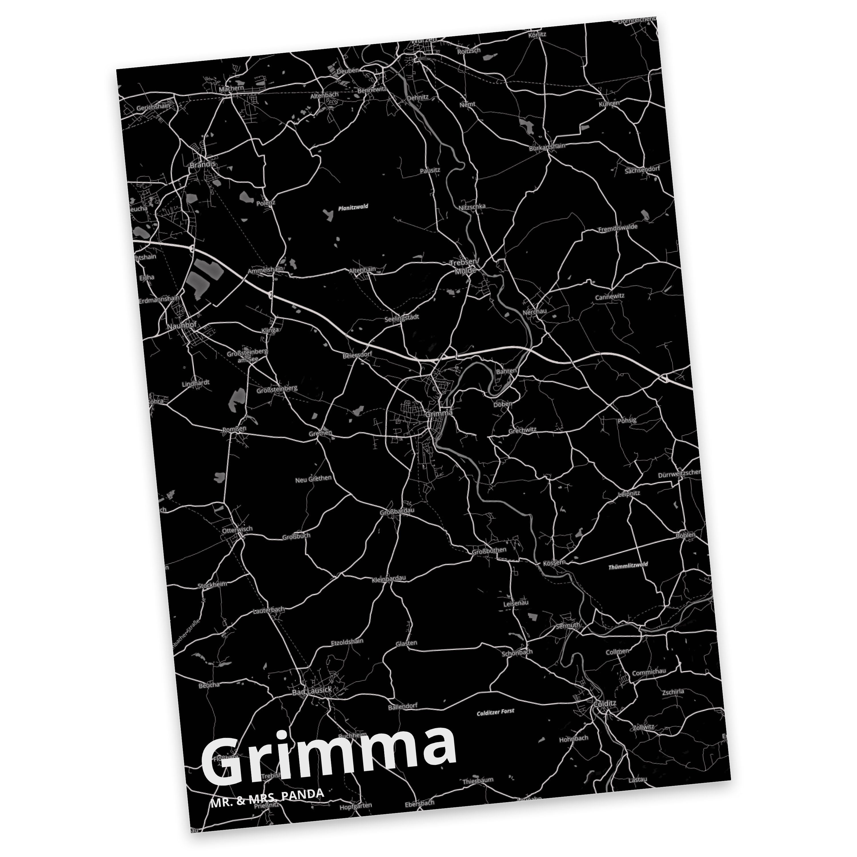 Mr. & Mrs. Panda Postkarte Grimma - Geschenk, Einladung, Ansichtskarte, Stadt, Stadt Dorf Karte | Grußkarten