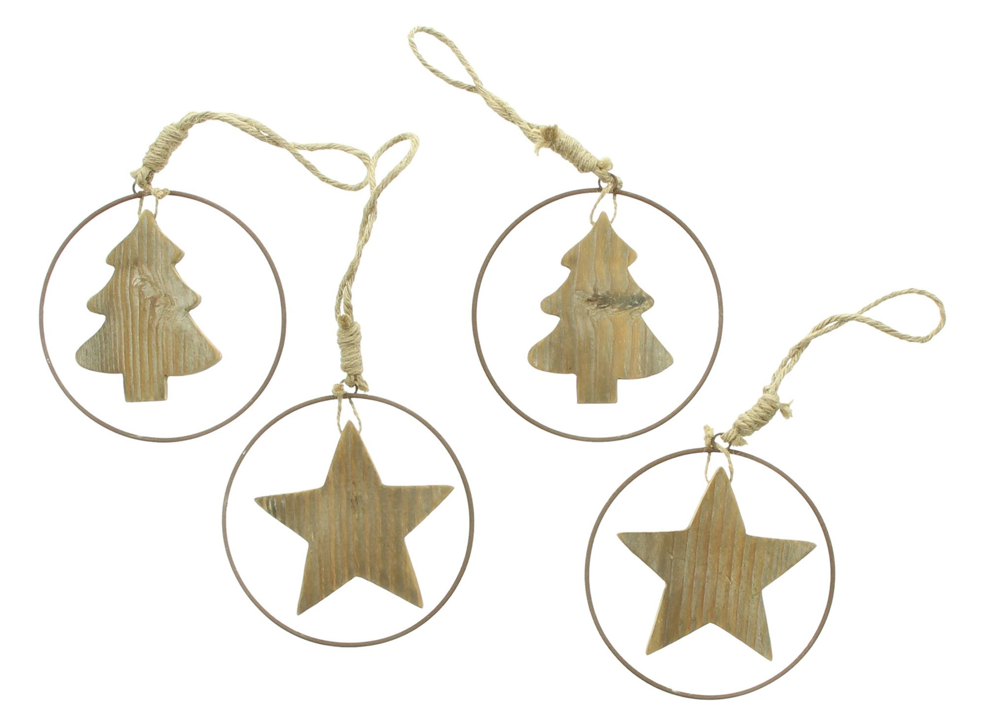 Dekohänger Weihnachtshänger "Stern & Tanne", 4er Set
