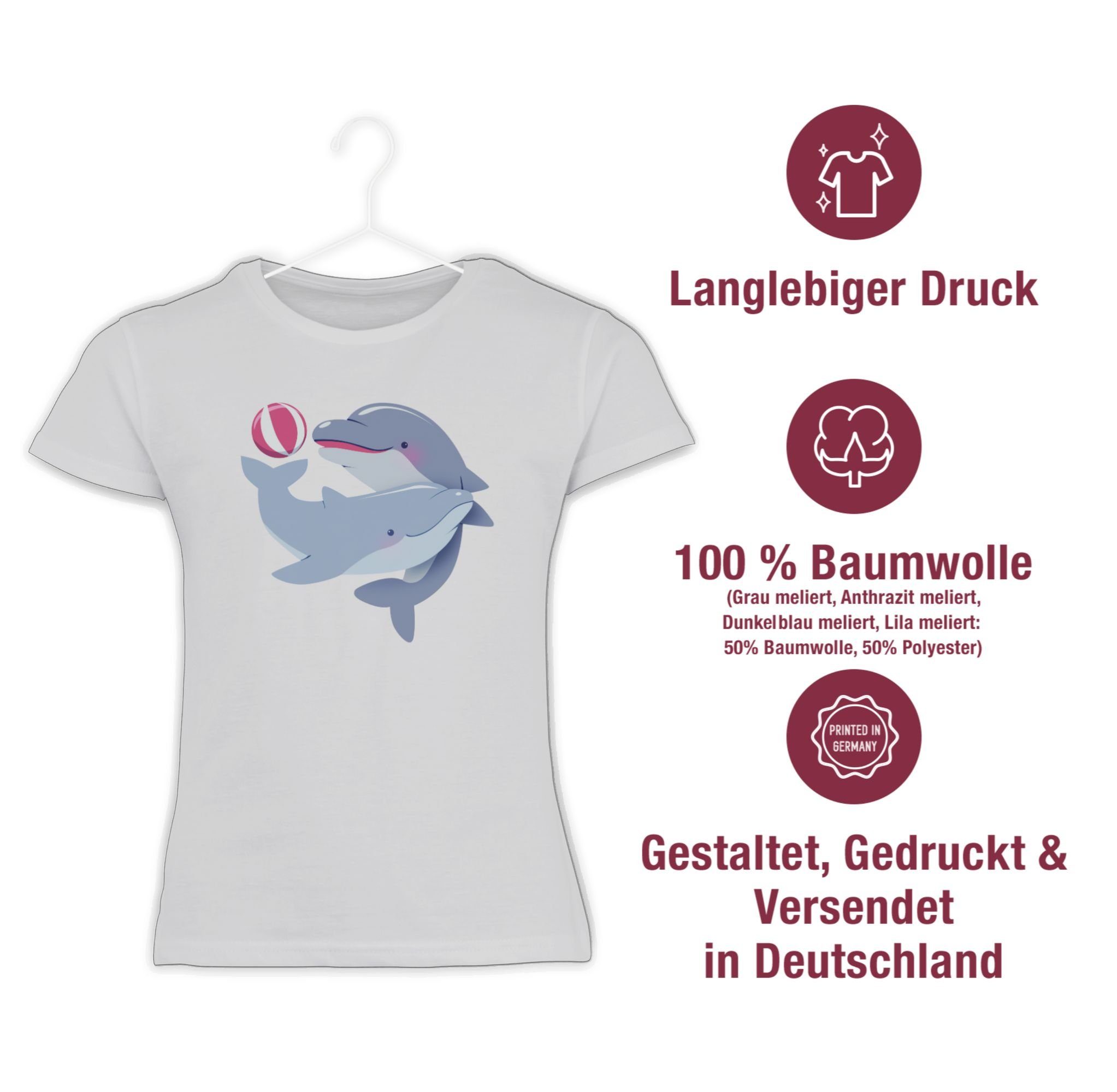 Delfine Print Shirtracer Animal T-Shirt Tiermotiv Weiß 3