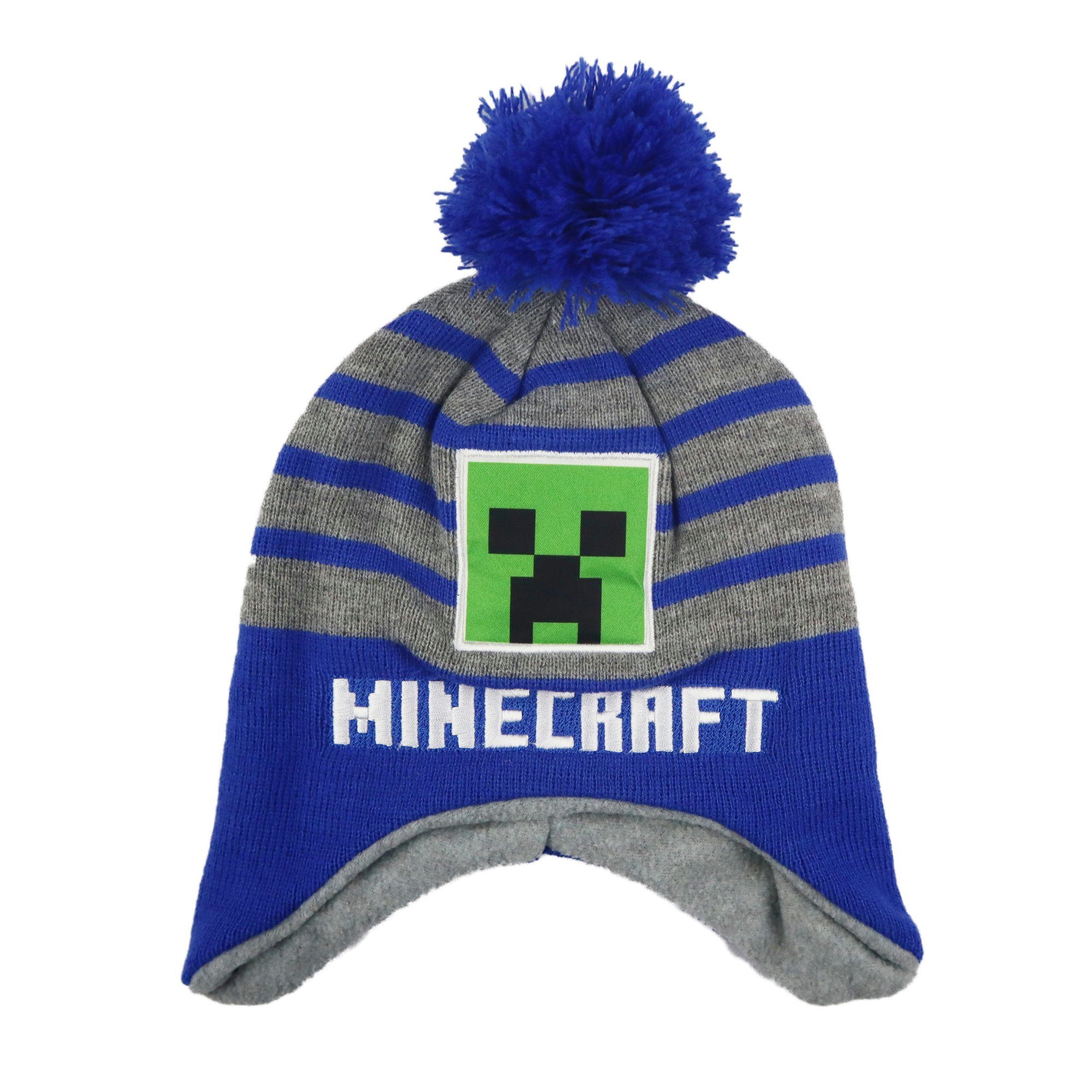 Minecraft Bommelmütze Minecraft Creeper Jungen Kinder Wintermütze Gr. 52 bis 54