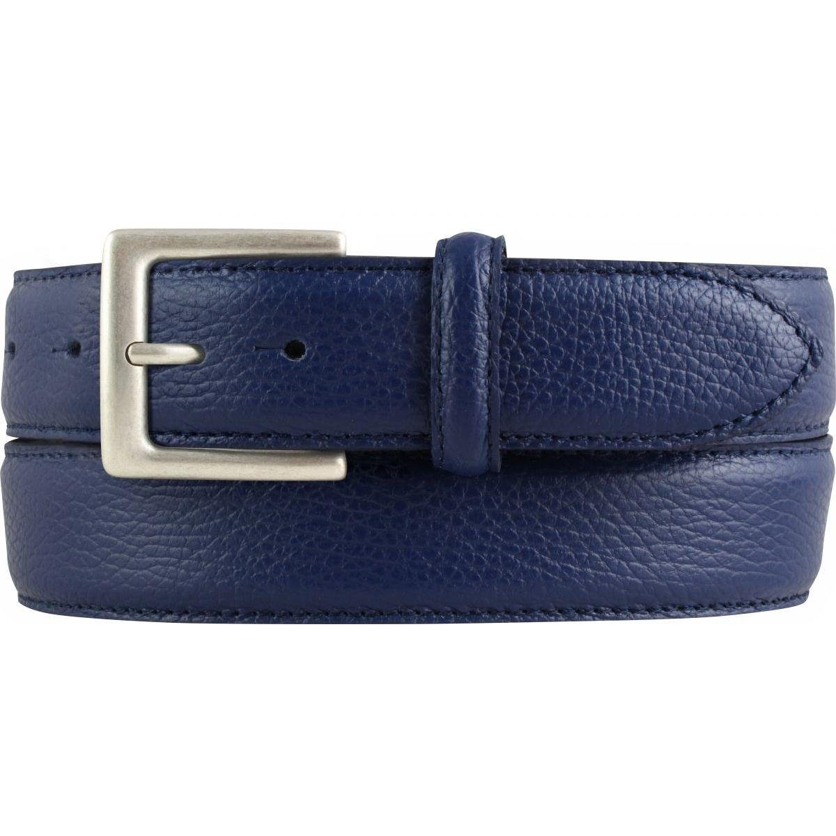 BELTINGER Ledergürtel Trachten-Gürtel, 35 mm breit, Herren, Gürtel für die Lederhose, Hoseng Blau, Altsilber