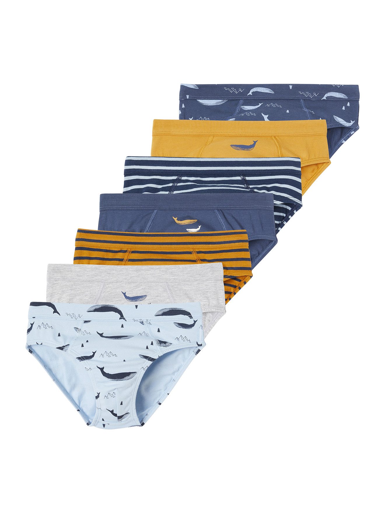 vertbaudet Boxershorts Jungen Slips mit Bio-Baumwolle, Wale 7er-Pack