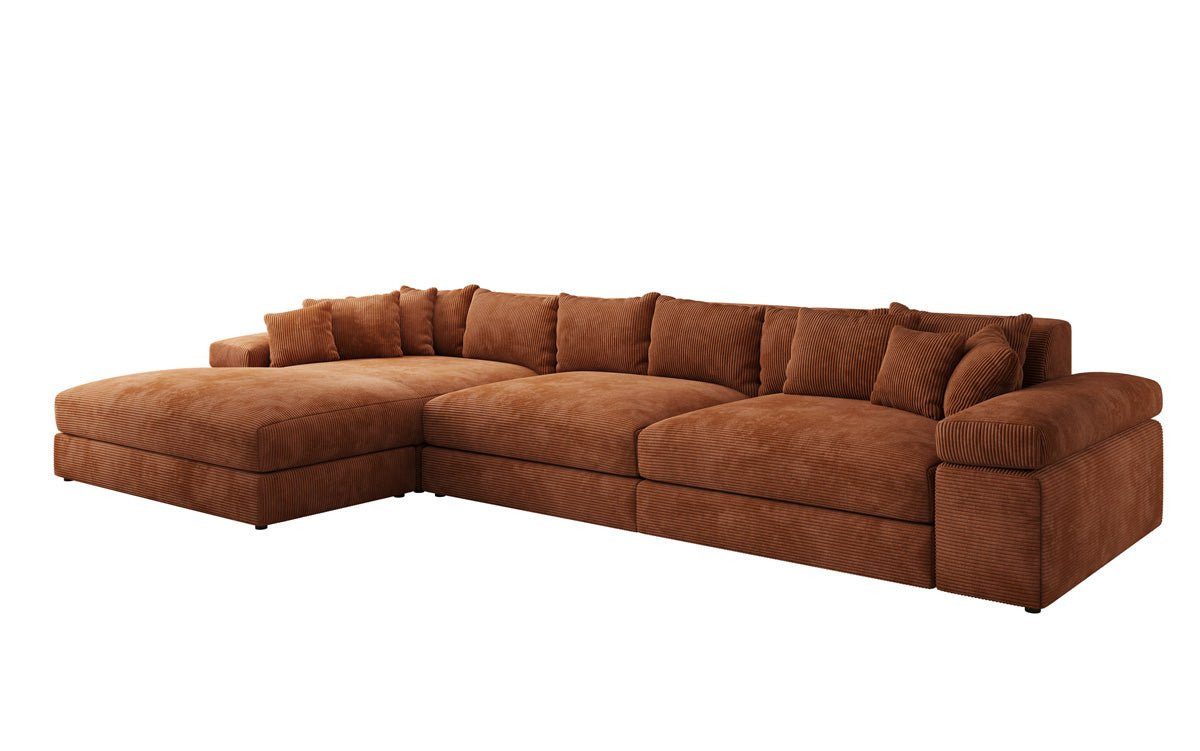 Luxusbetten24 Sofa Designer Sofa Bernardo L Maxi in Cord, mit breiter Ottomane