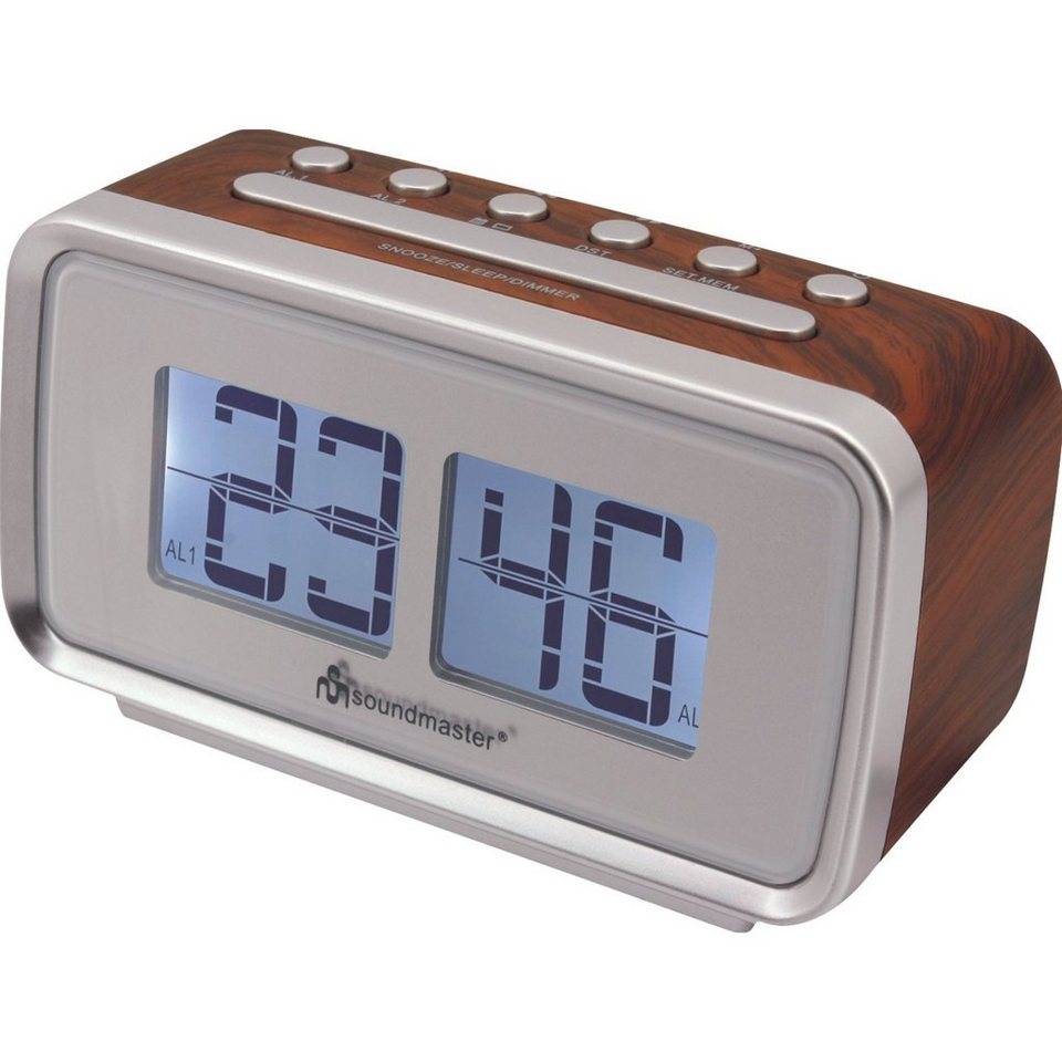 mit Dualalarm UKW Retro LCD Festsenderspeicher Soundmaster Radio Sleeptimer Display UR105BR PLL Uhrenradio Radiowecker Uhrenradio,