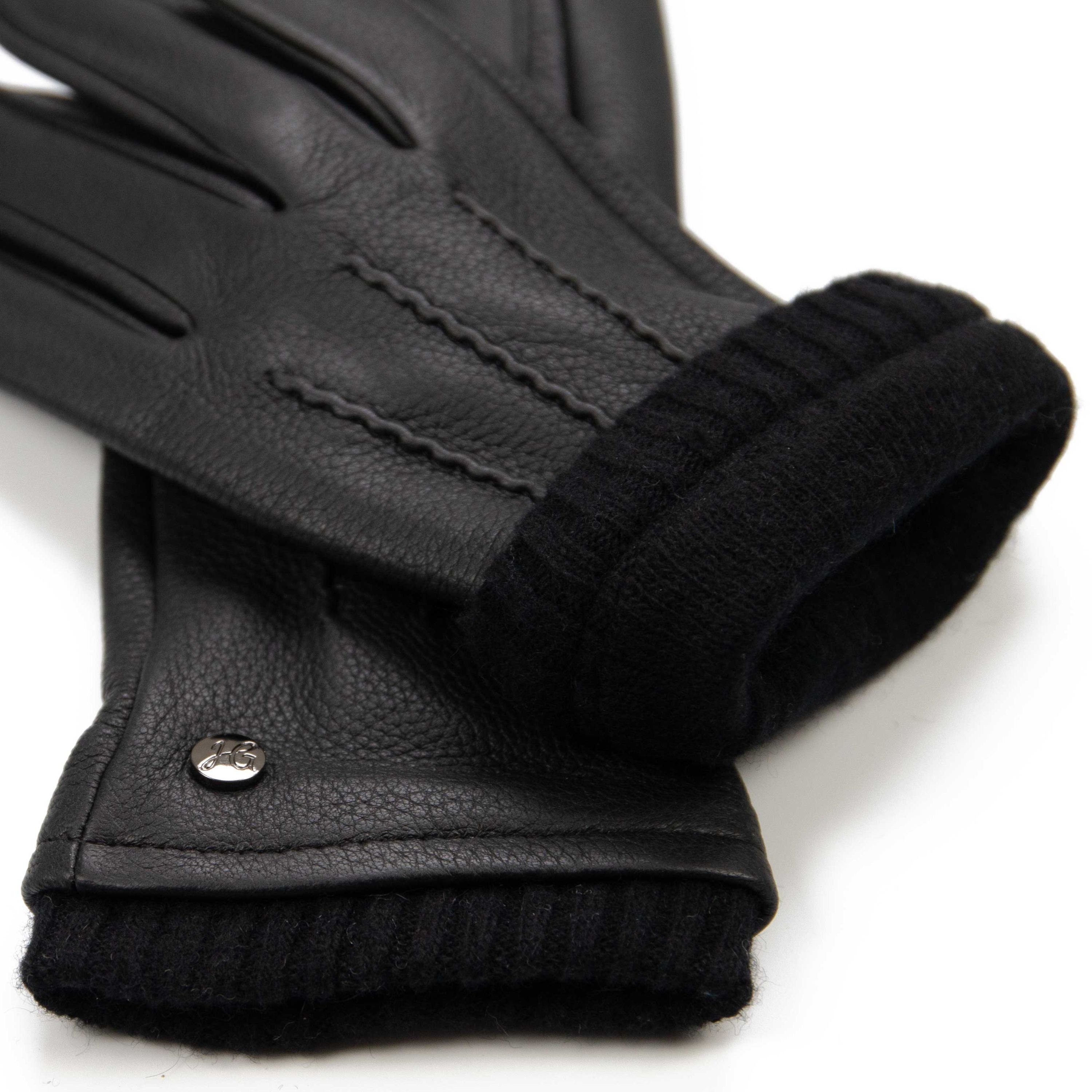 Hand Gewand by Weikert Lederhandschuhe HARRY - Hochwertige Hirschleder Handschuhe mit Kaschmir Fütterung