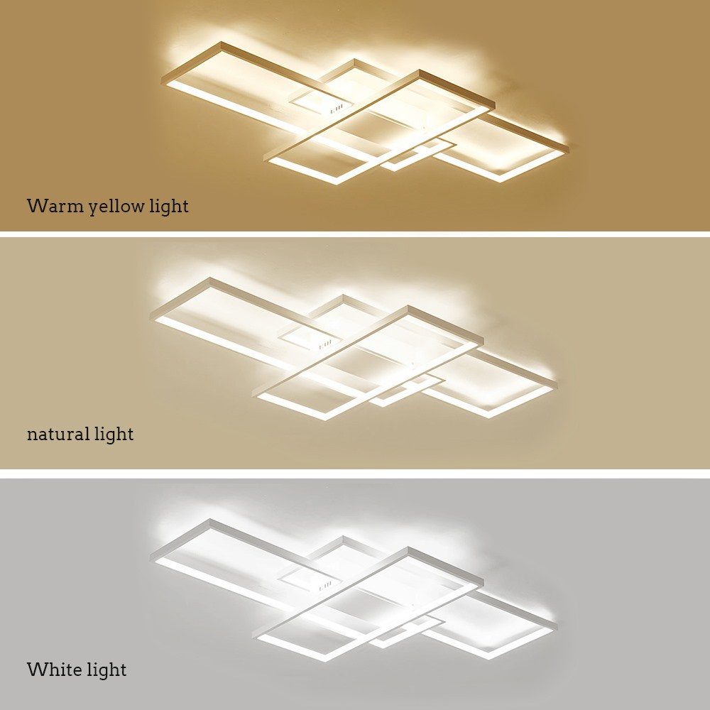 integriert, LED Rechteck fest Deckenleuchten Daskoo 59W, Modern Dimmen, Deckenleuchte Deckenlampe Stufenloses Dimmfunktion,Fernbedienung, LED LED Weiß