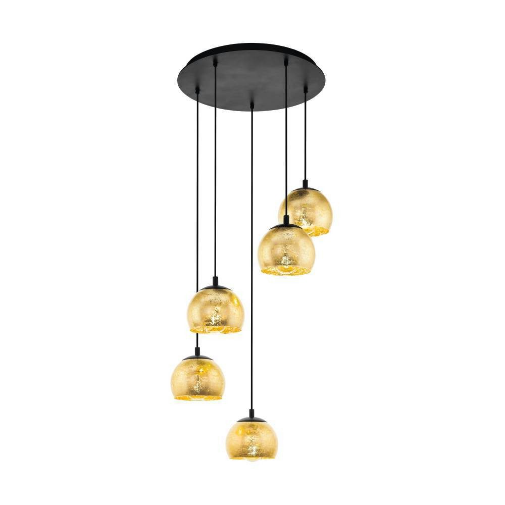EGLO Hängeleuchte ALBARACCIN Pendellampe, IP20, E27, Stahl, Glas, Esstischlampe, Lampe, ohne Leuchtmittel, Hängelampe für Esszimmer, Küche oder Wohnzimmer