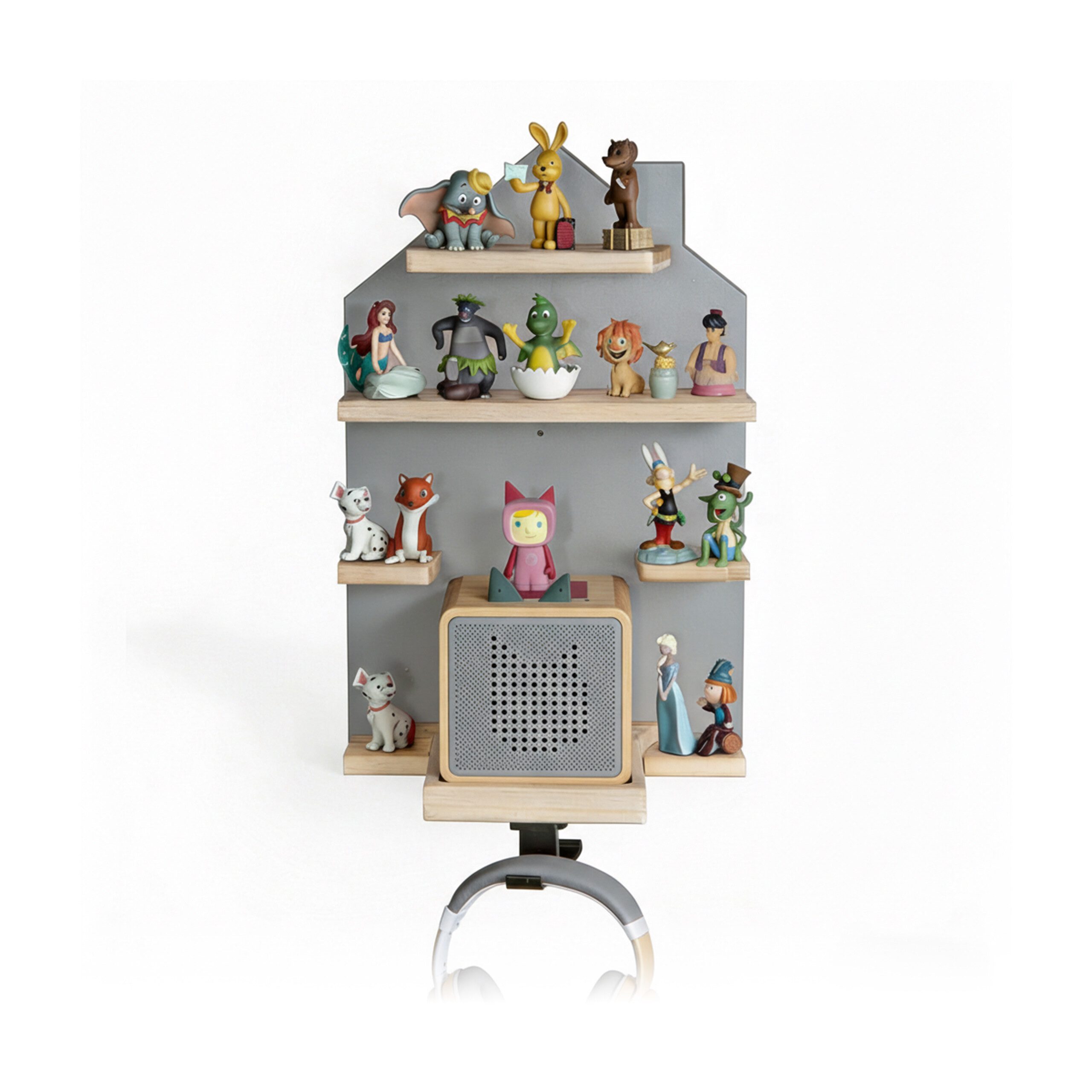 relaxdays Kinderregal Toniebox Regal Haus, 1-tlg., grau von RELAXDAYS