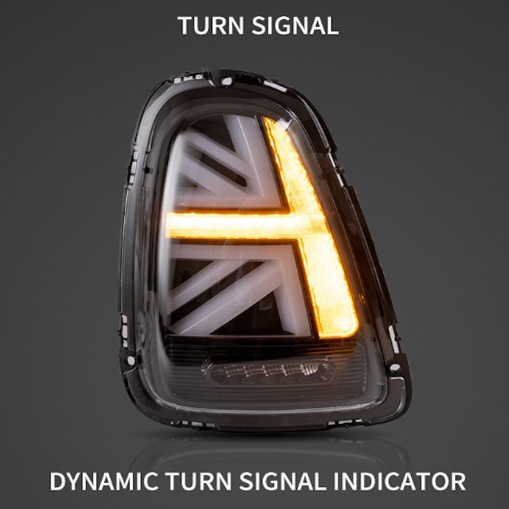 LLCTOOLS Rückleuchte Hell leuchtende LED Rückleuchte mit E passend für Mini Cooper, R56 R57 R58 R59 2007-2013, Rücklicht, Bremslicht, Nebelschlussleuchte, Blinklicht und Rückfahrlicht, LED fest integriert, LED, Dynamischer Blinker, Hochwertiges LED Rücklicht Auto mit Bremsfunktion