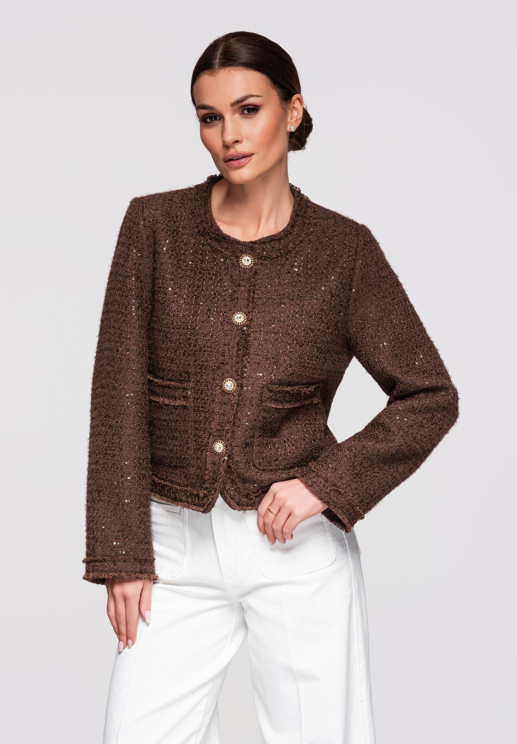 Kurzblazer Kurzer Damenblazer aus Tweed