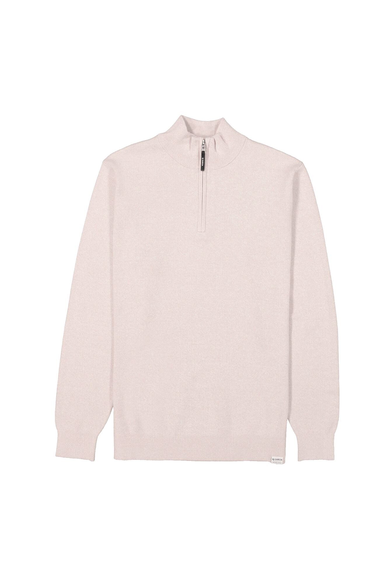 Rundhalspullover Garcia Herren Pullover Troyer-Zip - sand