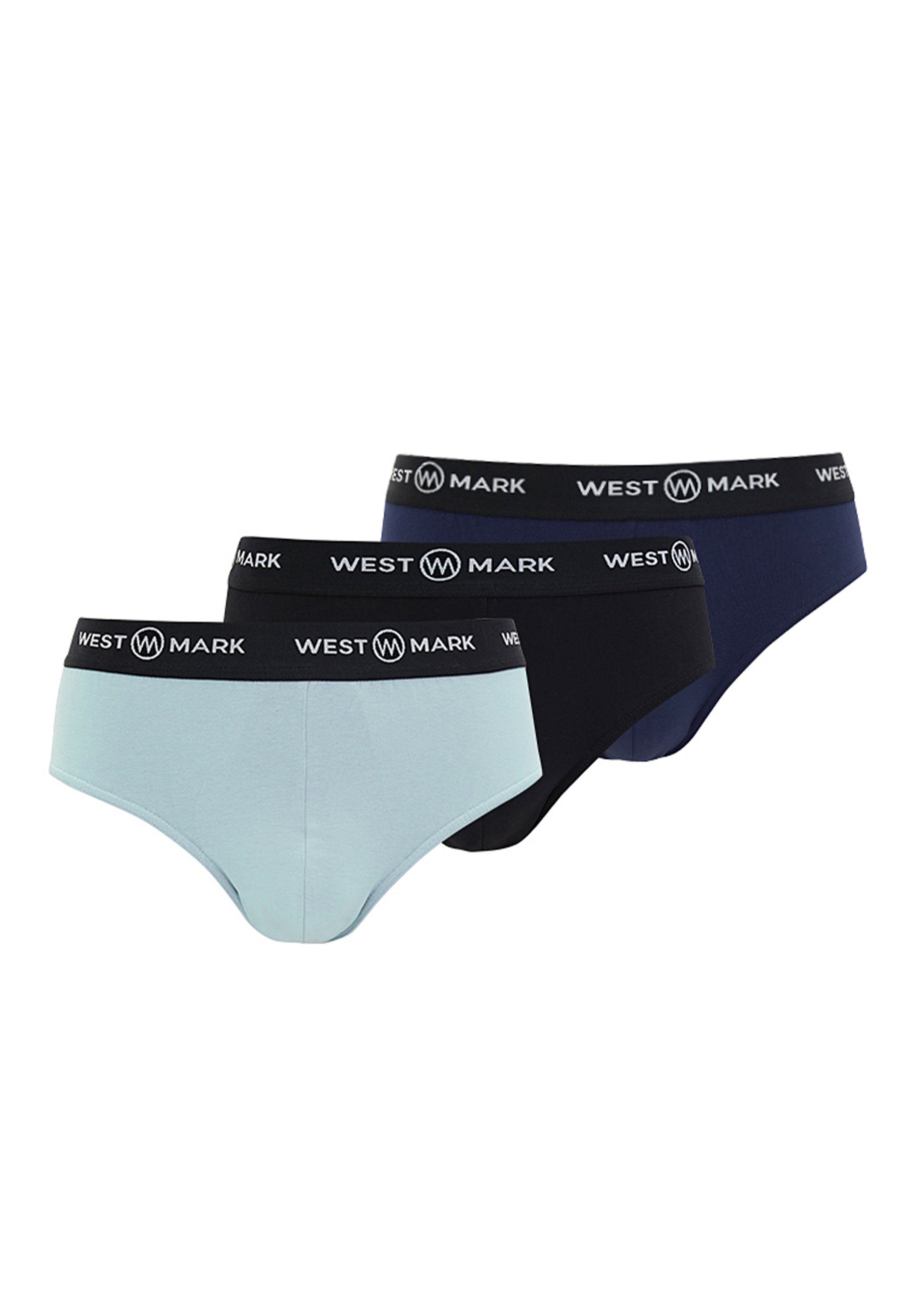WESTMARK - Baumwolle Ohne Logan Pack Unterhose / / Blue / Slip 3er Black 3-St) Slip - (Spar-Set, Eingriff - LONDON Navy