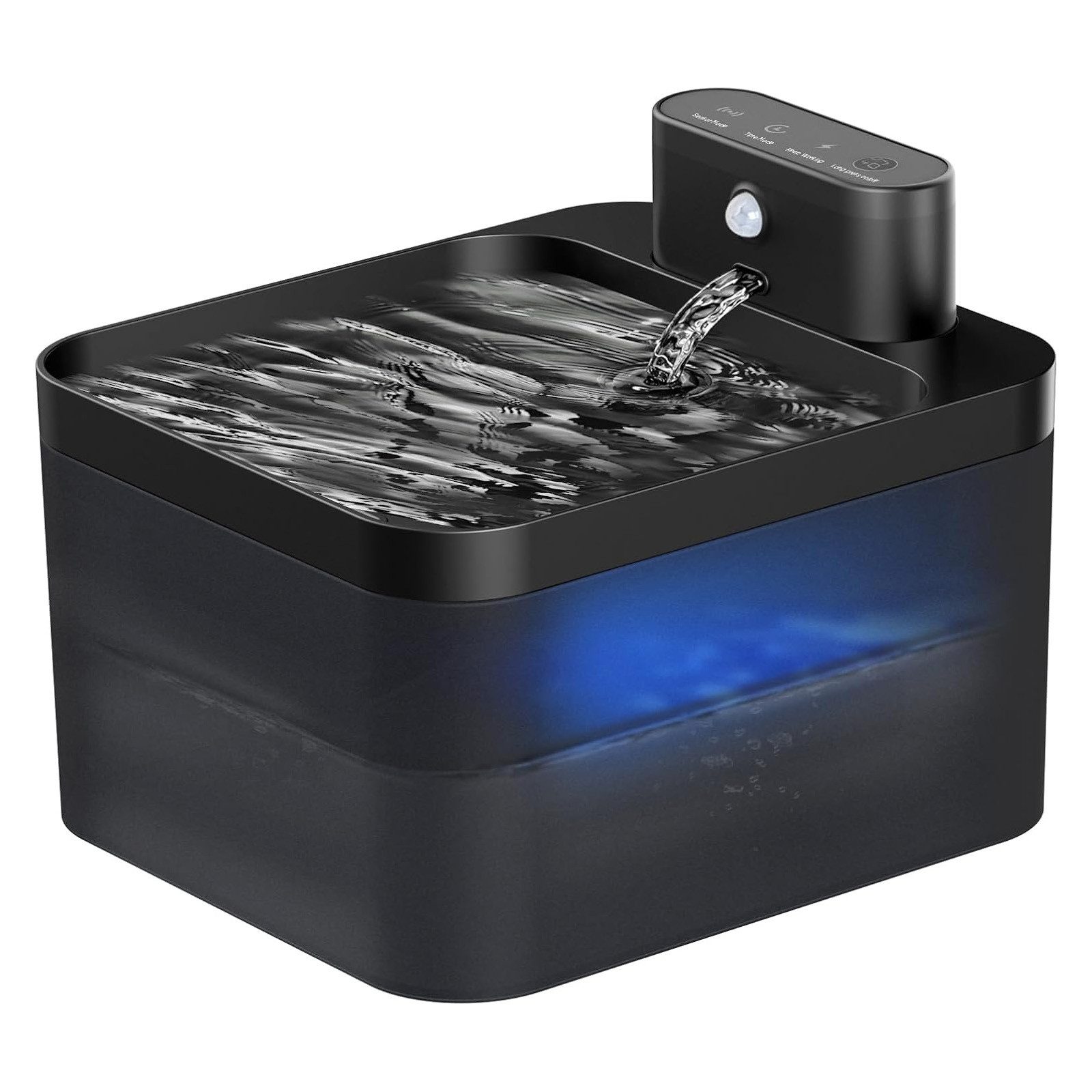 Minicloss Trinkbrunnen Kabelloser Katzenbrunnen Automatischer Trinkbrunnen 2.2 l, mit Bewegungssensor, Leiser Wasserpumpe & LED, Hochwertige Filterung