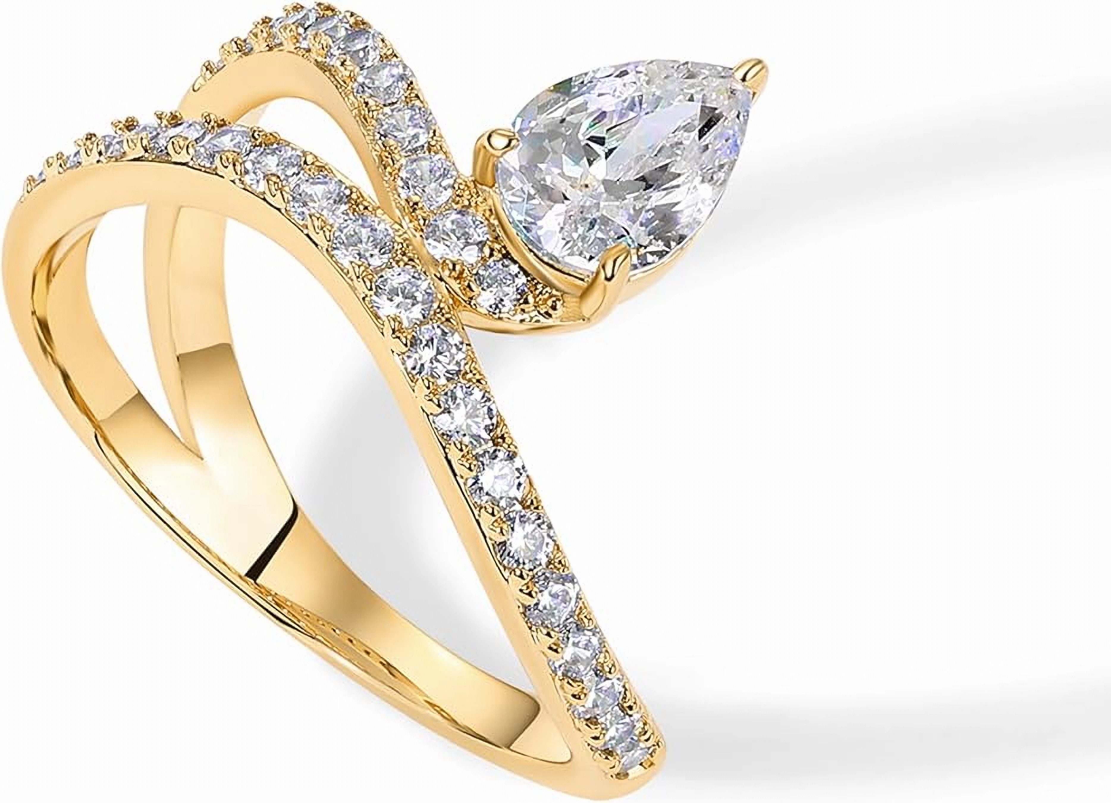 Jumpeak Verlobungsring 585 Gold, 1ct Diamantring in Birnenform,Im Labor gezüchtete Diamanten, Ehering, IGI-Zertifikat, Jubiläums- und Geburtstagsgeschenke