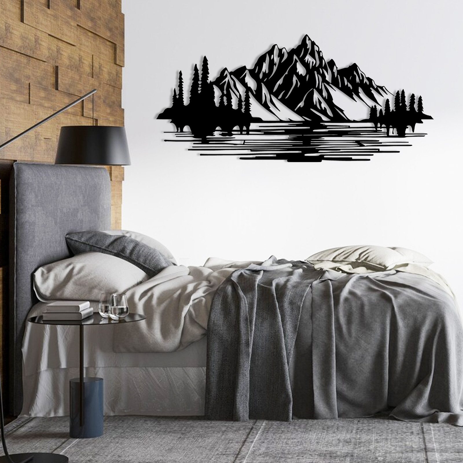 Jumpeak Wanddekoobjekt Bergwald Metall Kunst Wanddekoration, günstig online kaufen