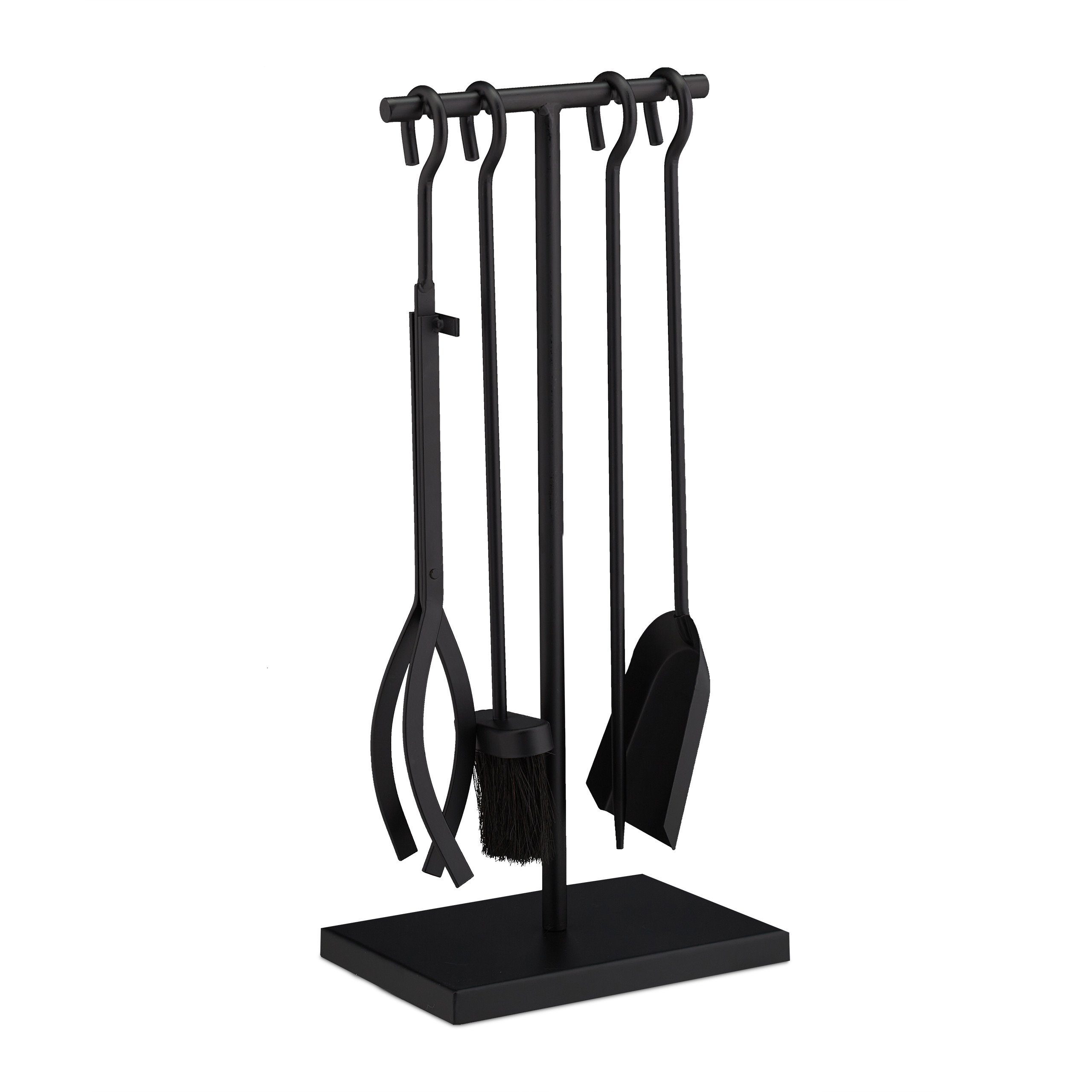 relaxdays Kamingarnitur Kaminbesteck schwarz 5 tlg. günstig online kaufen