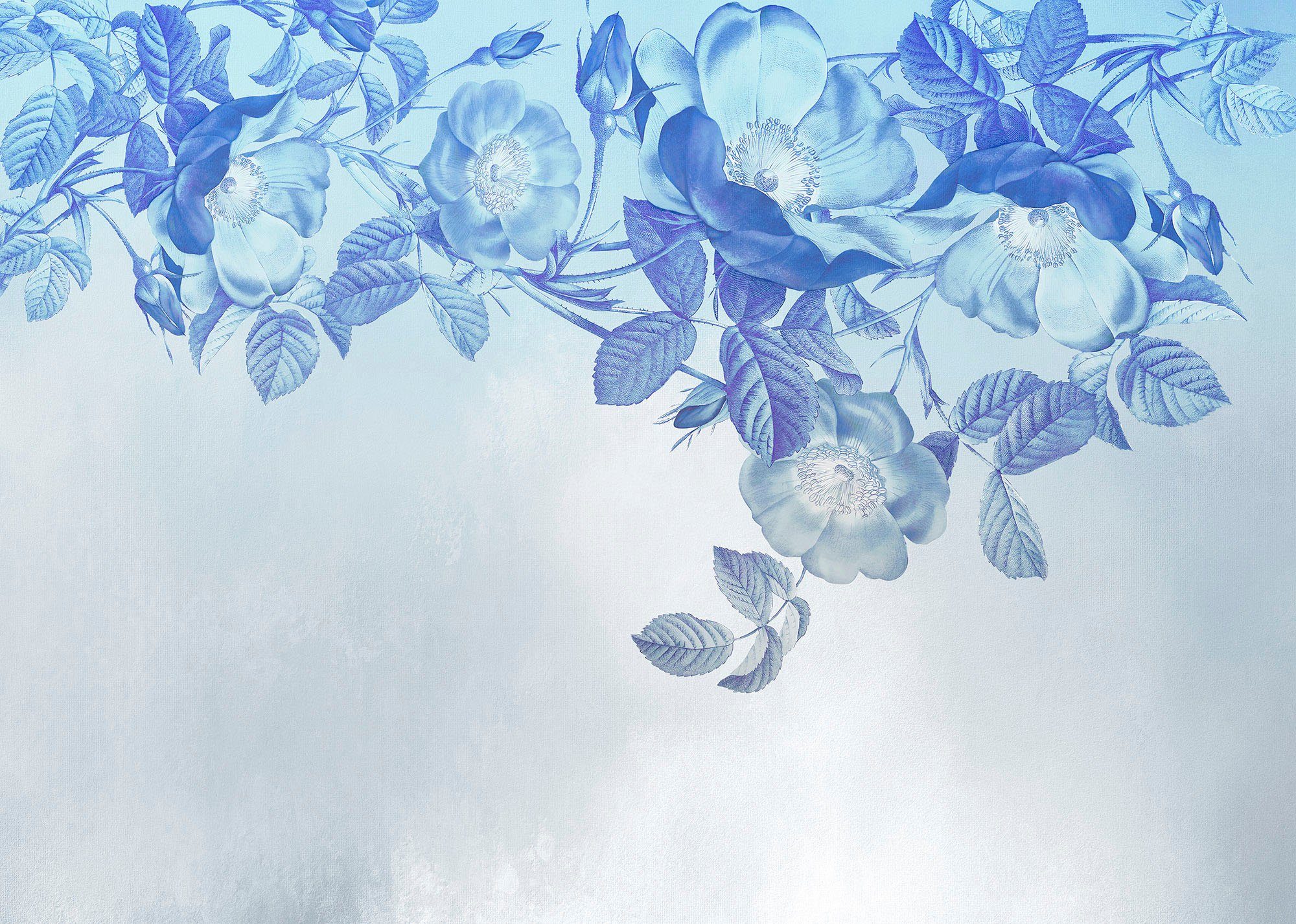 Komar Vliestapete Digitaldruck Vlies - Blue Aura - Größe 350 x 250 cm, glatt, bedruckt, (1 St), Wohnzimmer, Schlafzimmer