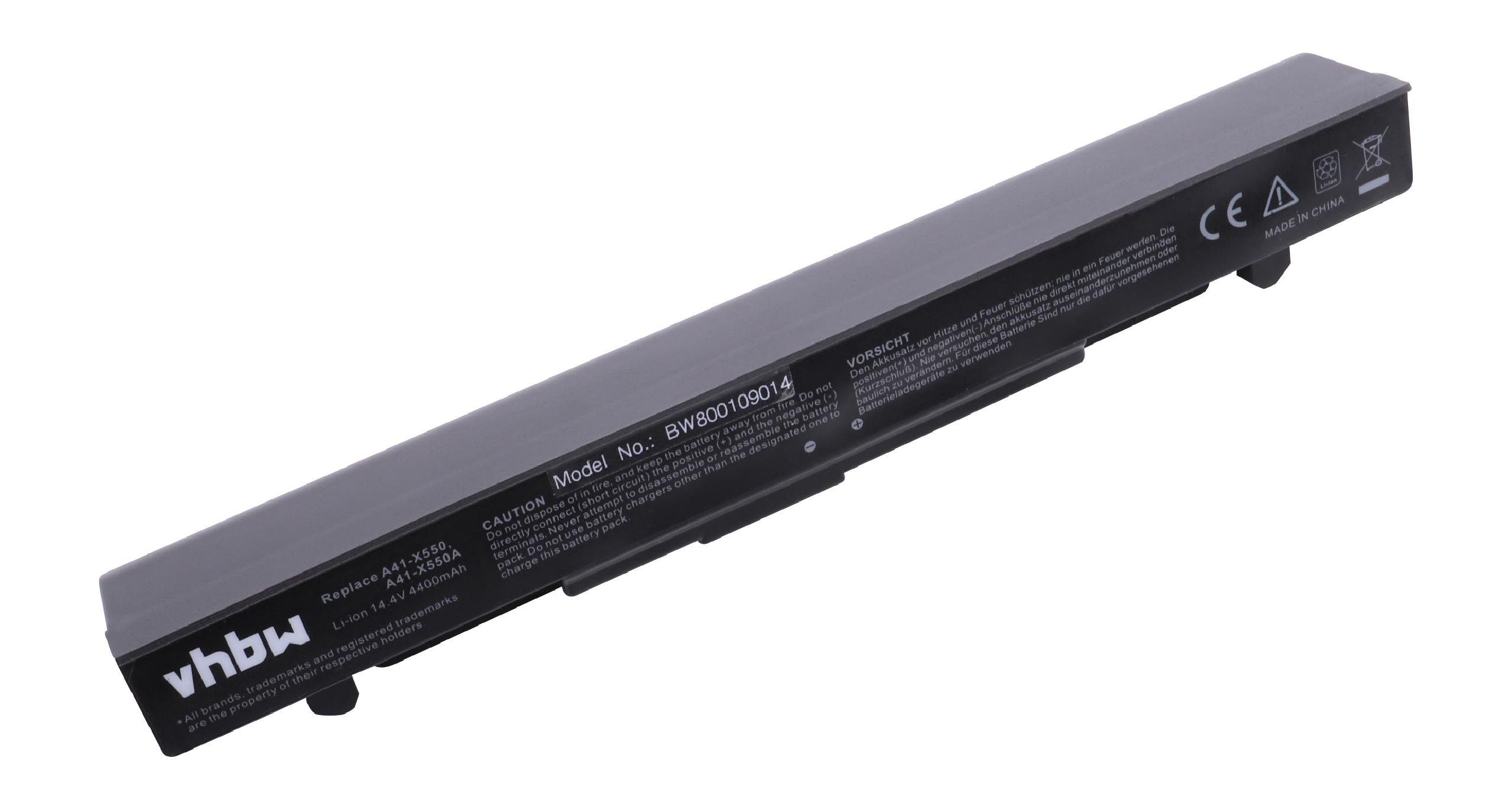 F450VC, passend Notebook F450VE, Asus Netbook F452EA, (4400mAh, Laptop-Akku Kompatibel mit F452C, für F452CA, F452VP, 14,4V, F452V F452EP, vhbw F452E, mAh 4400 Li-Ion) /