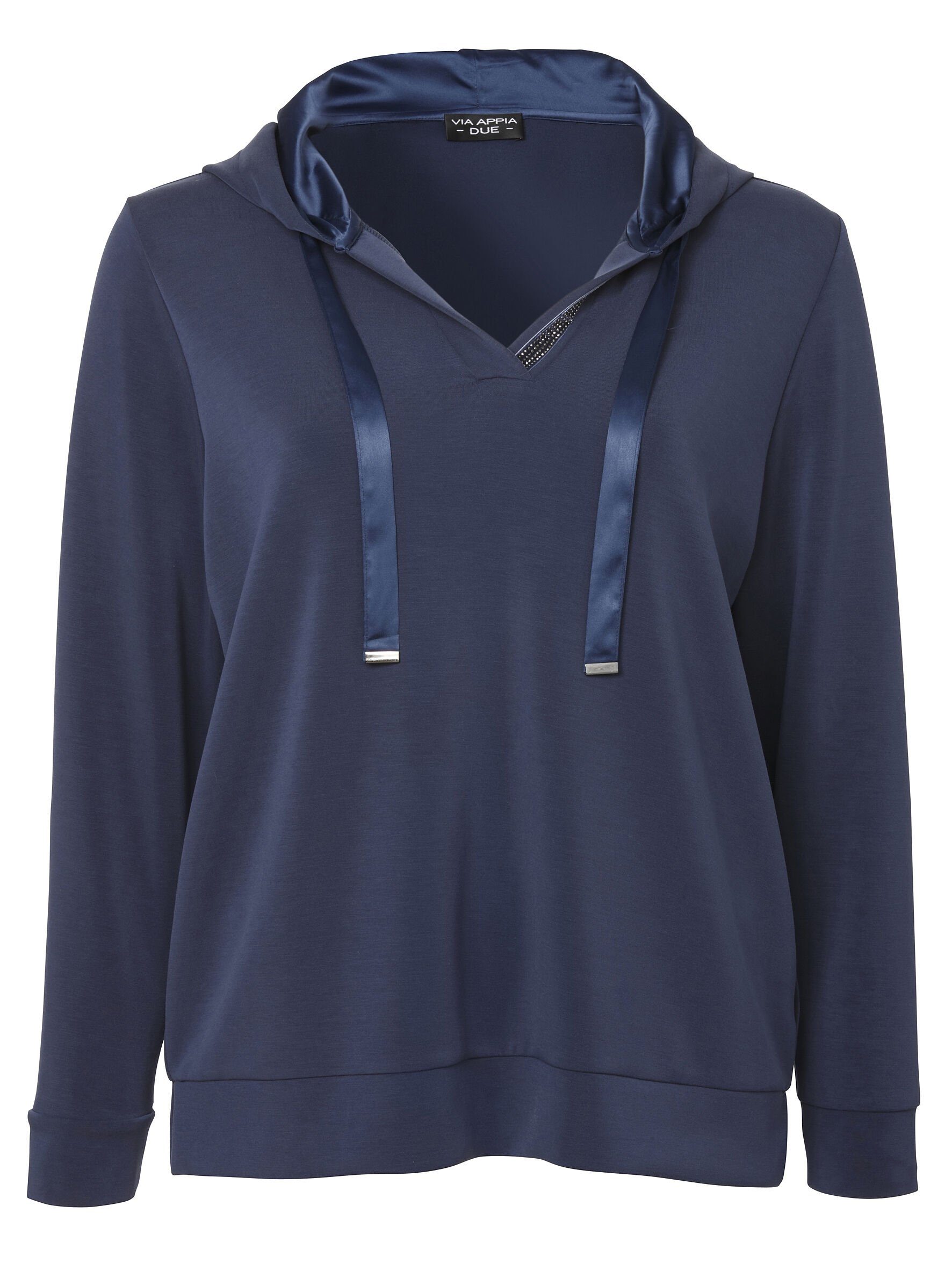 indigo DUE Sportives Sweatshirt hochwertigen unifarbenem Viskosemischung Sweatshirt APPIA VIA in Stil mit