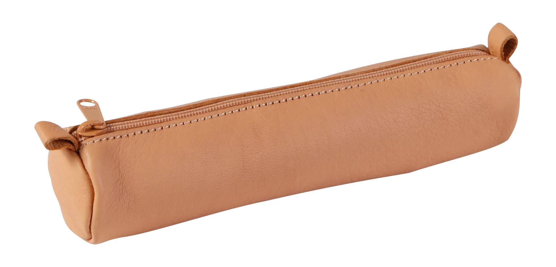 CLAIREFONTAINE Organizer 6x kleines Schlampermäppchen aus Leder Ø3,5x18cm Natur 8303C, Rundes Schlampermäppchen