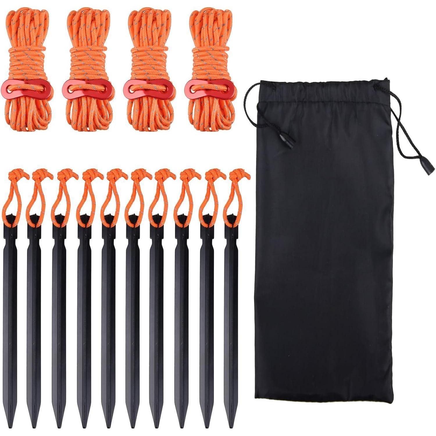 LuxusKollektion Zelthering Zeltstangen Aluminium 03 Orange(4mm)*4 + Heringe*10