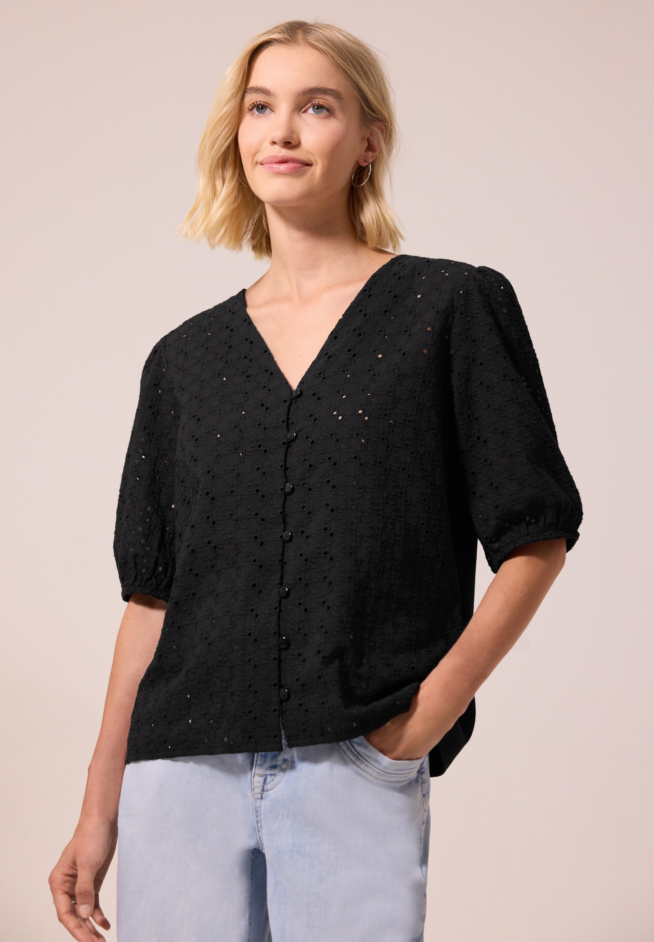 STREET ONE STUDIO Blusenshirt mit V-Ausschnitt