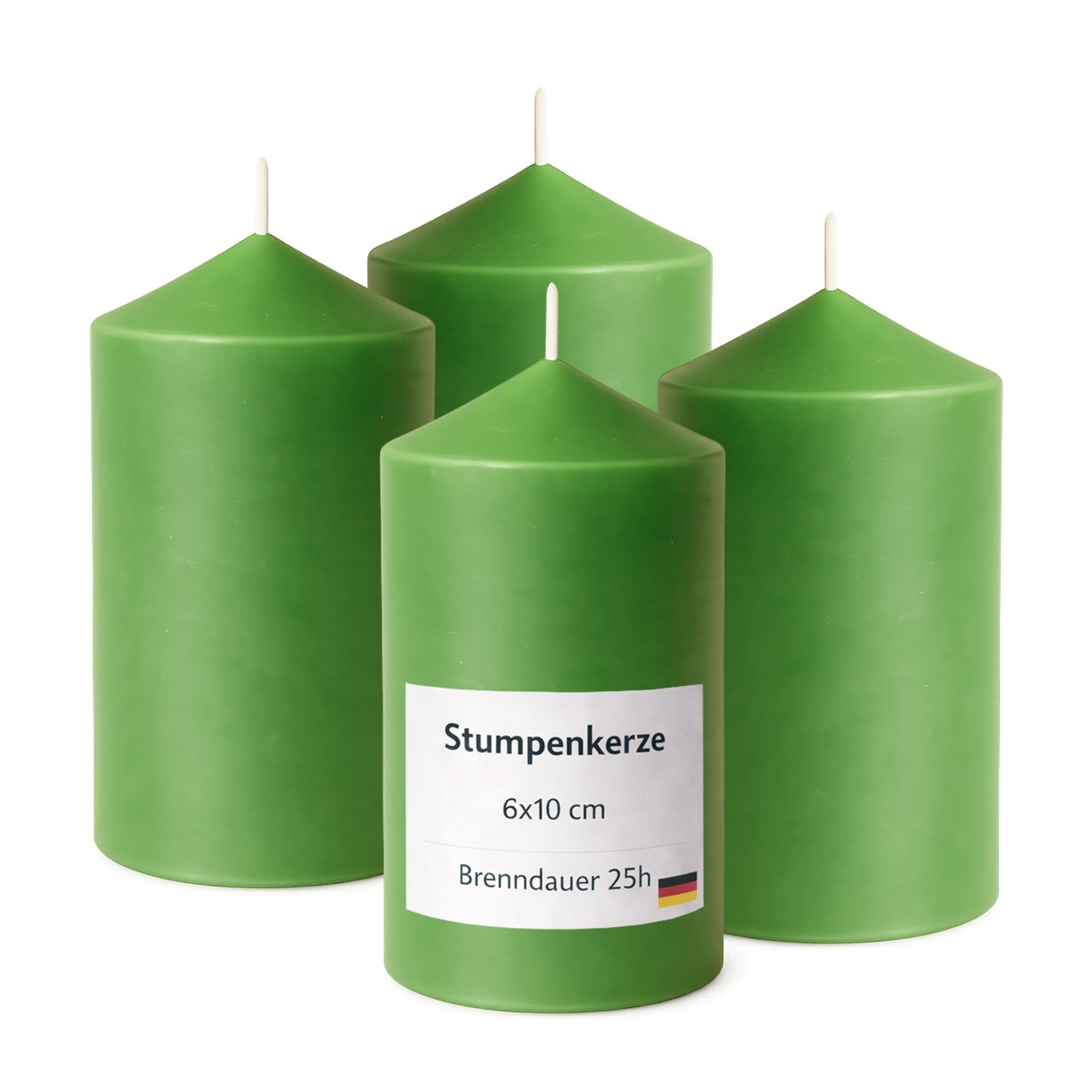 HS Candle Stumpenkerze Ø6cm x 10cm (4-tlg), Wachskerzen, Made in EU, 25h Brenndauer, Baumwolldocht