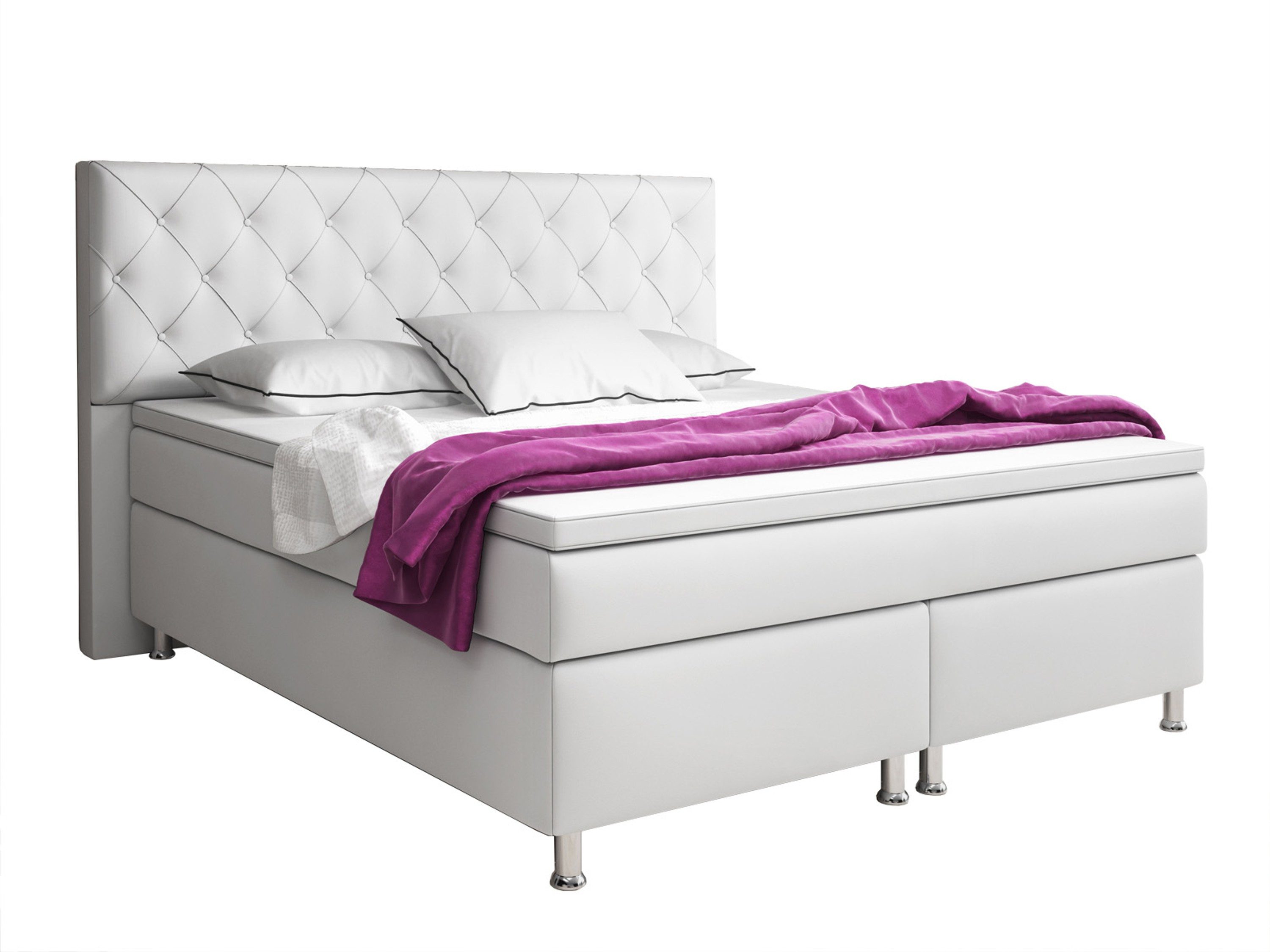 inter Boxspringbett Turin 180x200 cm Kunstleder (Boxspringbett, Bett schlafbett mit matratze 180x200), Design Bett inkl. Matratzen und Topper