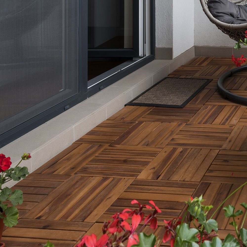 etc-shop Holzfliesen, Holzfliese Terrassenplatten Klickfliesen Akazie günstig online kaufen