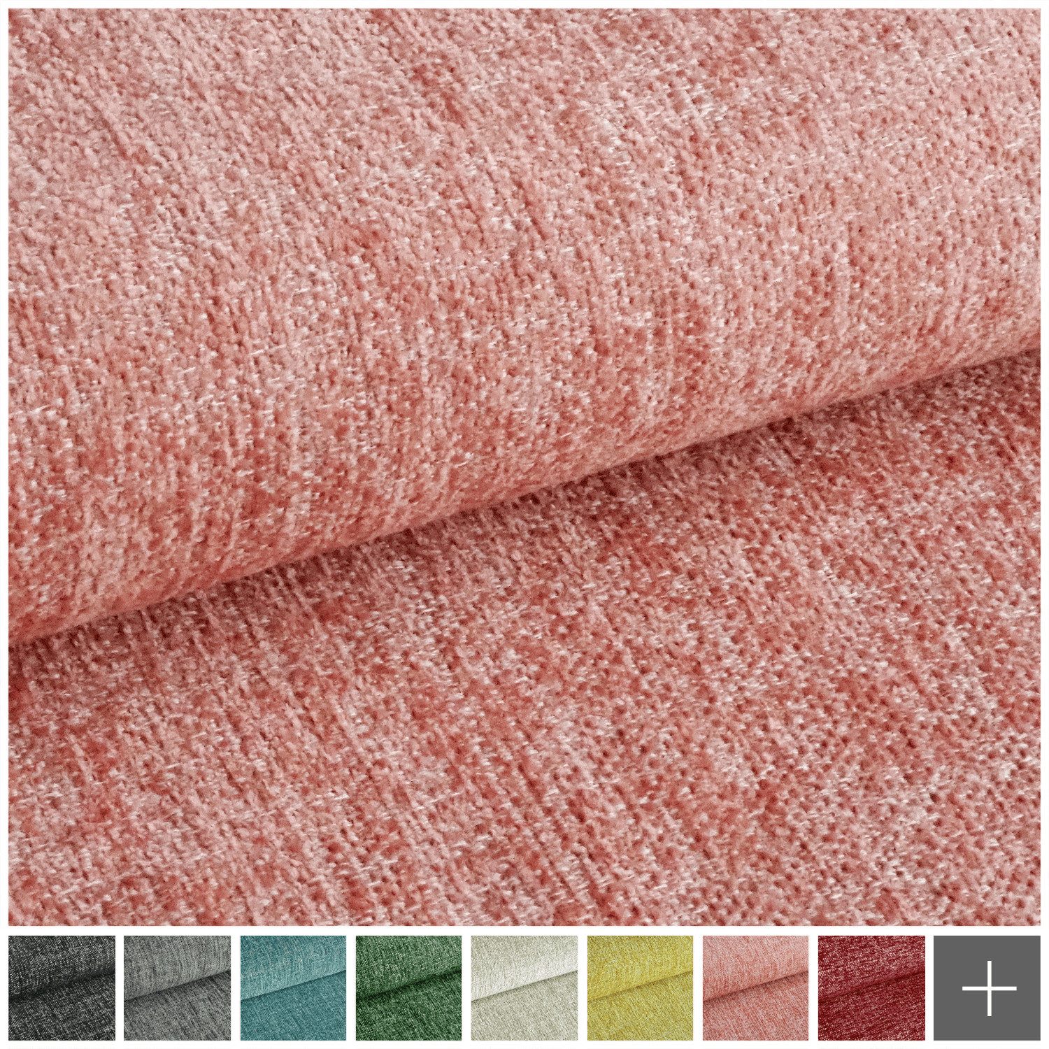 novely® Stoff exquisit TESSANO - Samtweicher Chenille-Polsterstoff, Schwer Entzündbar, Robust, Abriebfest, Meterware, 1lfm