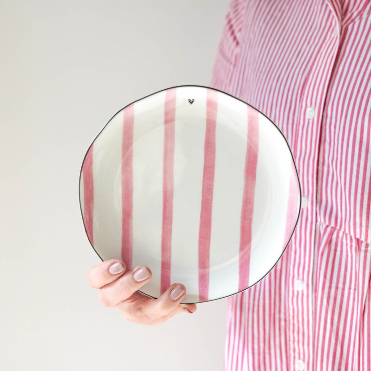 Bastion Collections Kuchenteller »Stripes« Rosa/Weiß, Keramik-Teller 19 cm