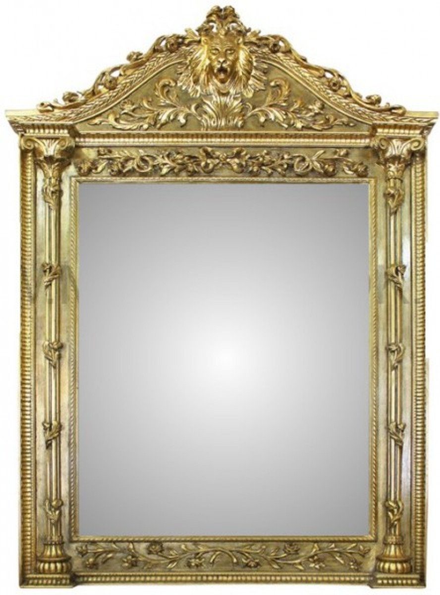 Casa Padrino Barockspiegel Riesiger Luxus Barock Wandspiegel Löwenkopf Gold 260 x 170 cm - Massiv und Schwer - Goldener Spiegel | Barock-Spiegel