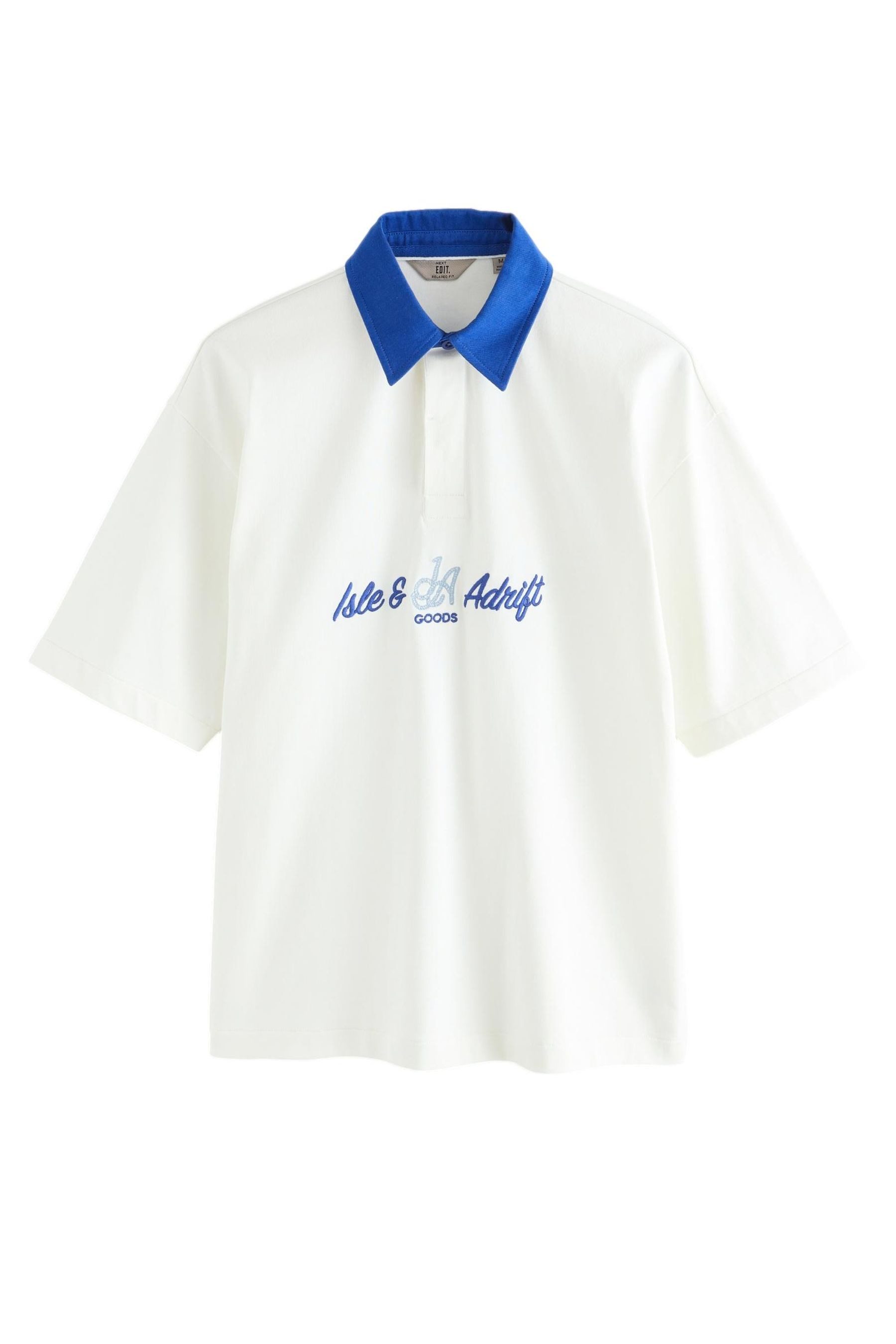 Next Poloshirt EDIT Oversized Fit Rugbyshirt mit Grafik, Text (1-tlg)