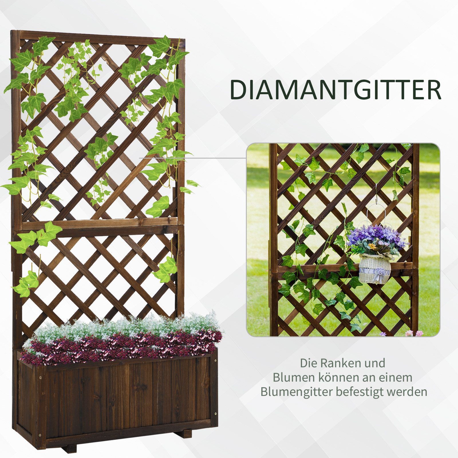 MC Star Hochbeet mit Rankgitter Blumenkasten günstig online kaufen