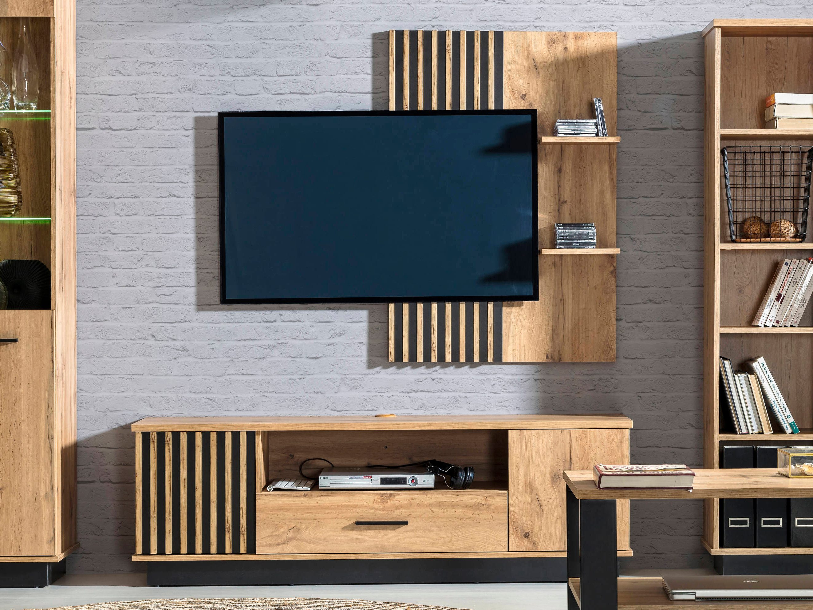 Beautysofa TV-Regal mit Schublade 155cm LAMELO, moderner TV-Schrank, zweitürig mit Stauraum – Bild 5 von 5