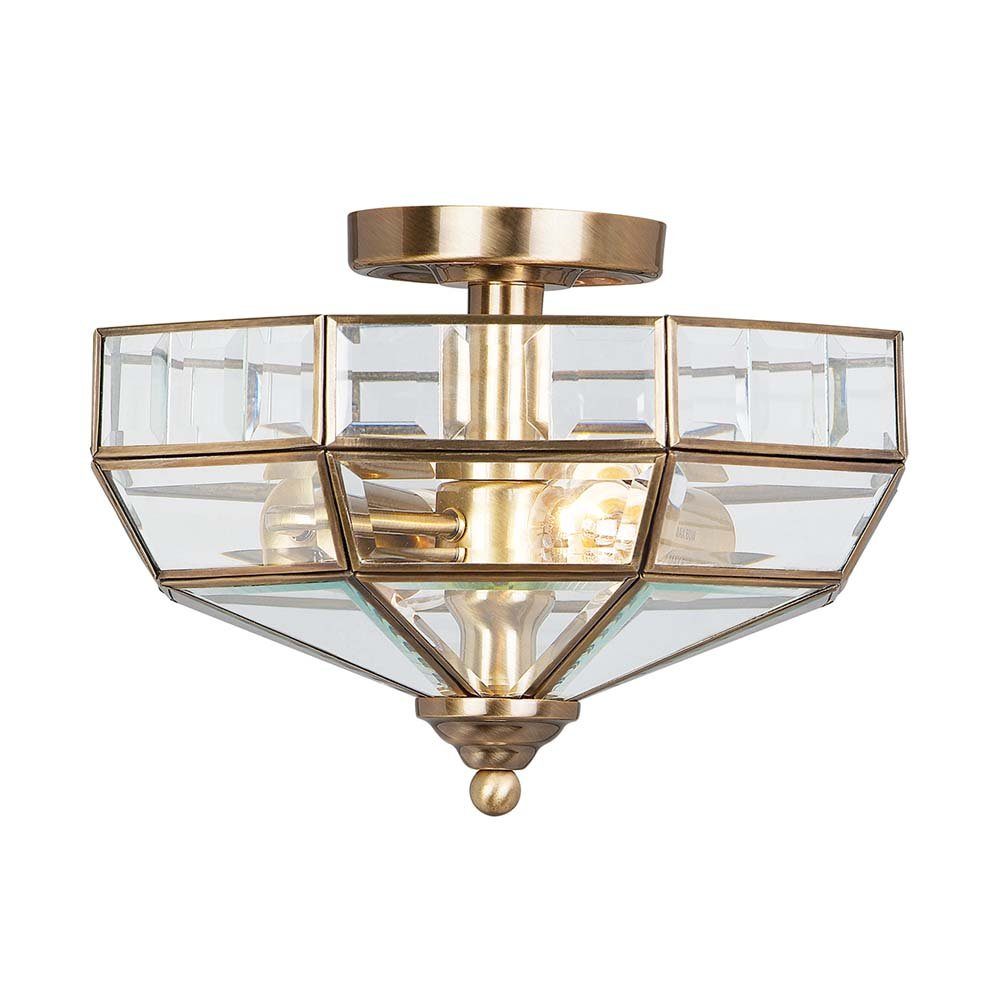 Elstead LIGHTING Deckenleuchte, Leuchtmittel nicht inklusive, Deckenleuchte Wohnzimmerlampe Lampe Messing Glas B 32 cm 2 Flammig