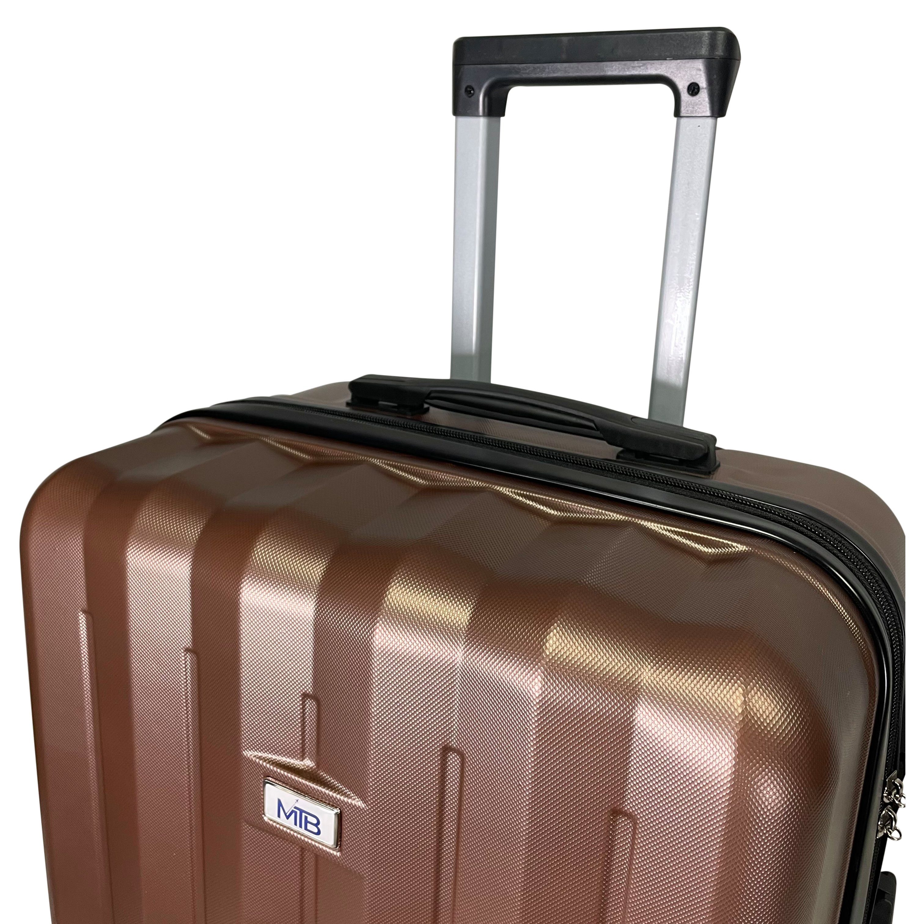 Koffer MTB (Handgepäck-Mittel-Groß-Set) Hartschalen Kaffee erweiterbar Reisekoffer ABS