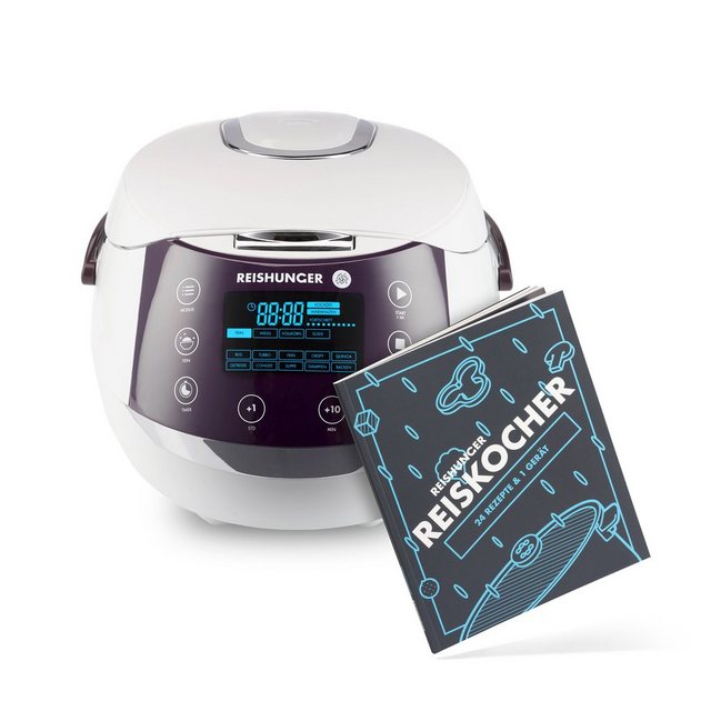 Reishunger Reiskocher – Digitaler Reiskocher & Dampfgarer, 860 W, Timer- und Warmhaltefunktion, 7-Kochphasen-Technologie, LED-Display