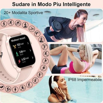 Lefitus Für Damen, AI Voice, Anrufe tätigen und beantworten Smartwatch (1.85 Zoll, Android iOS), Health Monitor für Herzfrequenz Schrittzähler 20 Sport Fitness Tracker