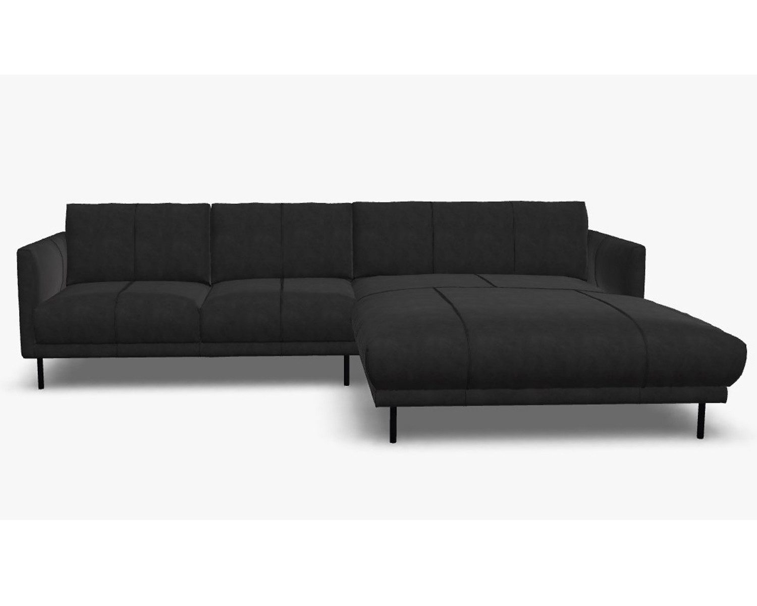 Rolf Benz Ecksofa Ecksofa Rolf Benz freistil 133 Ottomane rechts Leder schwarz, Echtes Leder