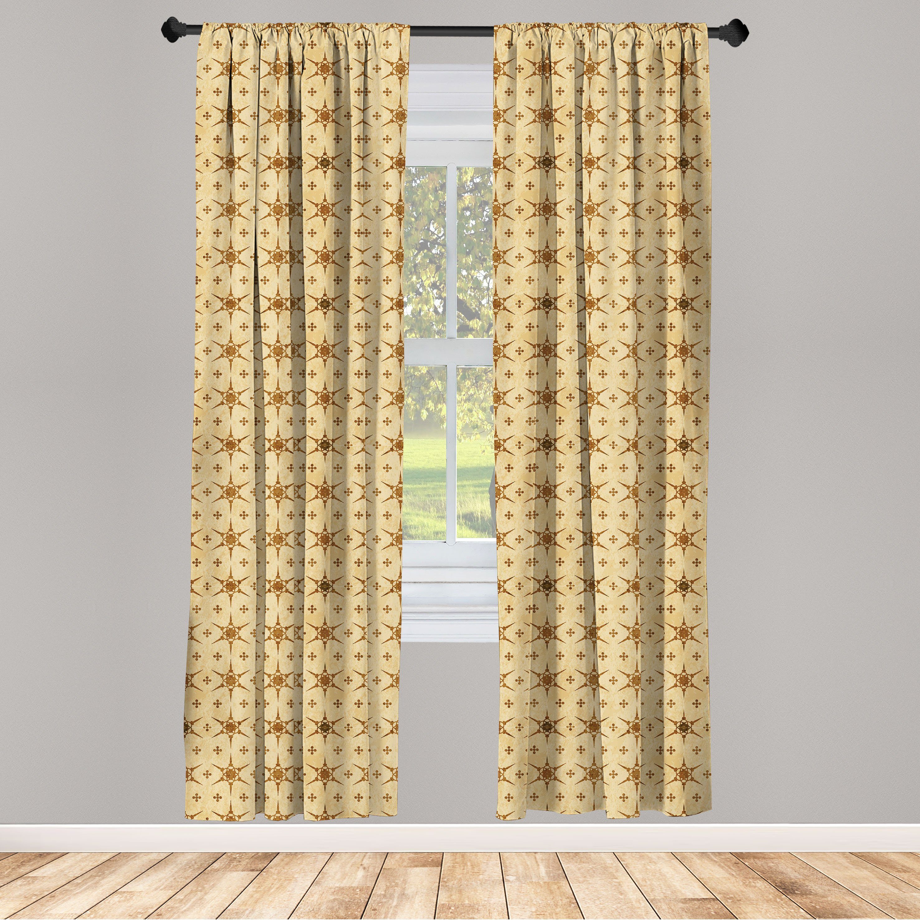 Gardine Vorhang für Wohnzimmer Schlafzimmer Dekor, Abakuhaus, Microfaser, Retro Konische Linien Petals