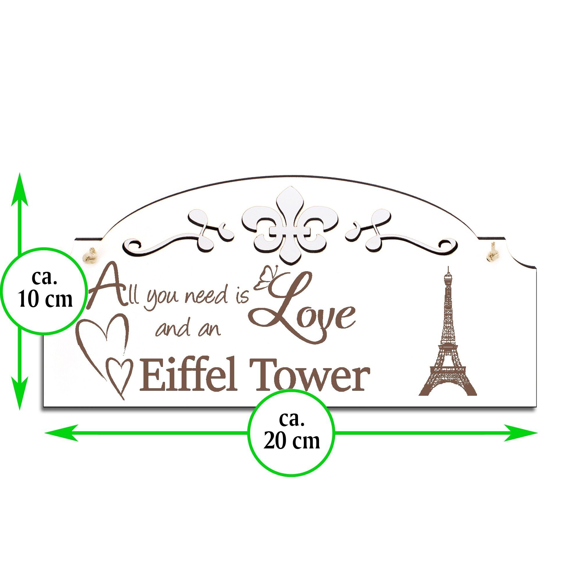 is Love Dekolando Deko Hängedekoration 20x10cm you Eiffelturm need All